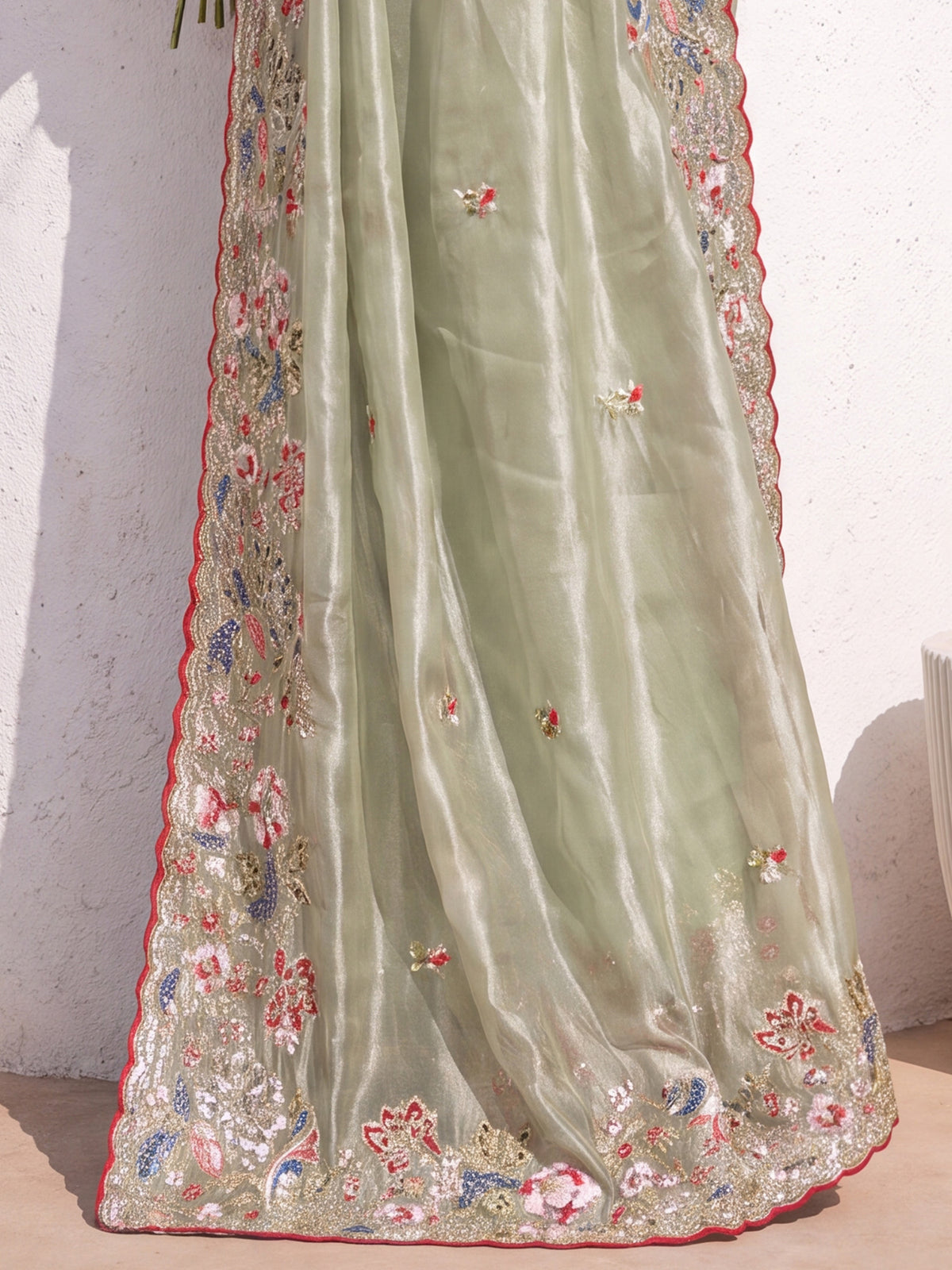 Light Green Organza saree – detail view 5