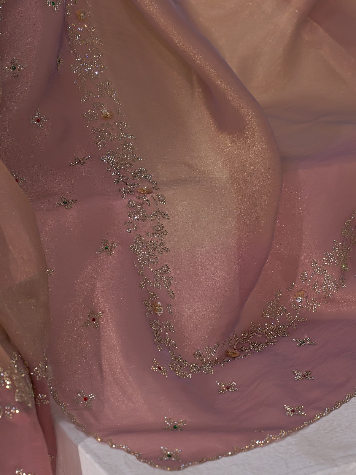 Peach organza saree view 6
