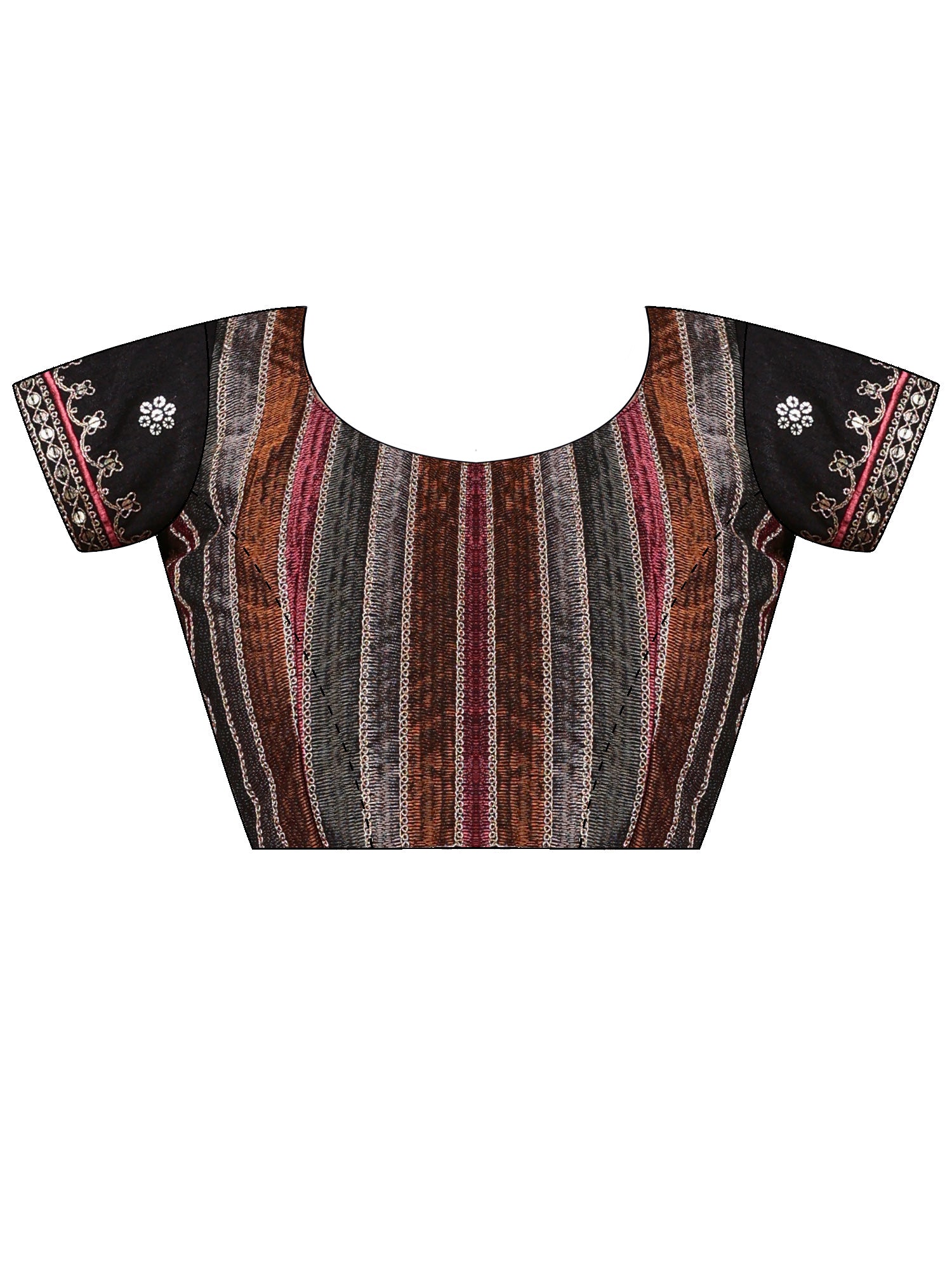 Unstitched black net blouse piece with embellished design
