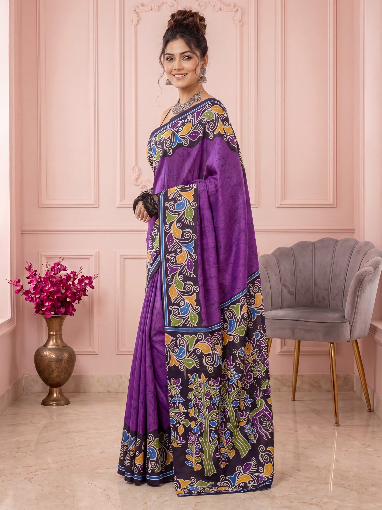 Purple Cotton Blend saree – detail view 2