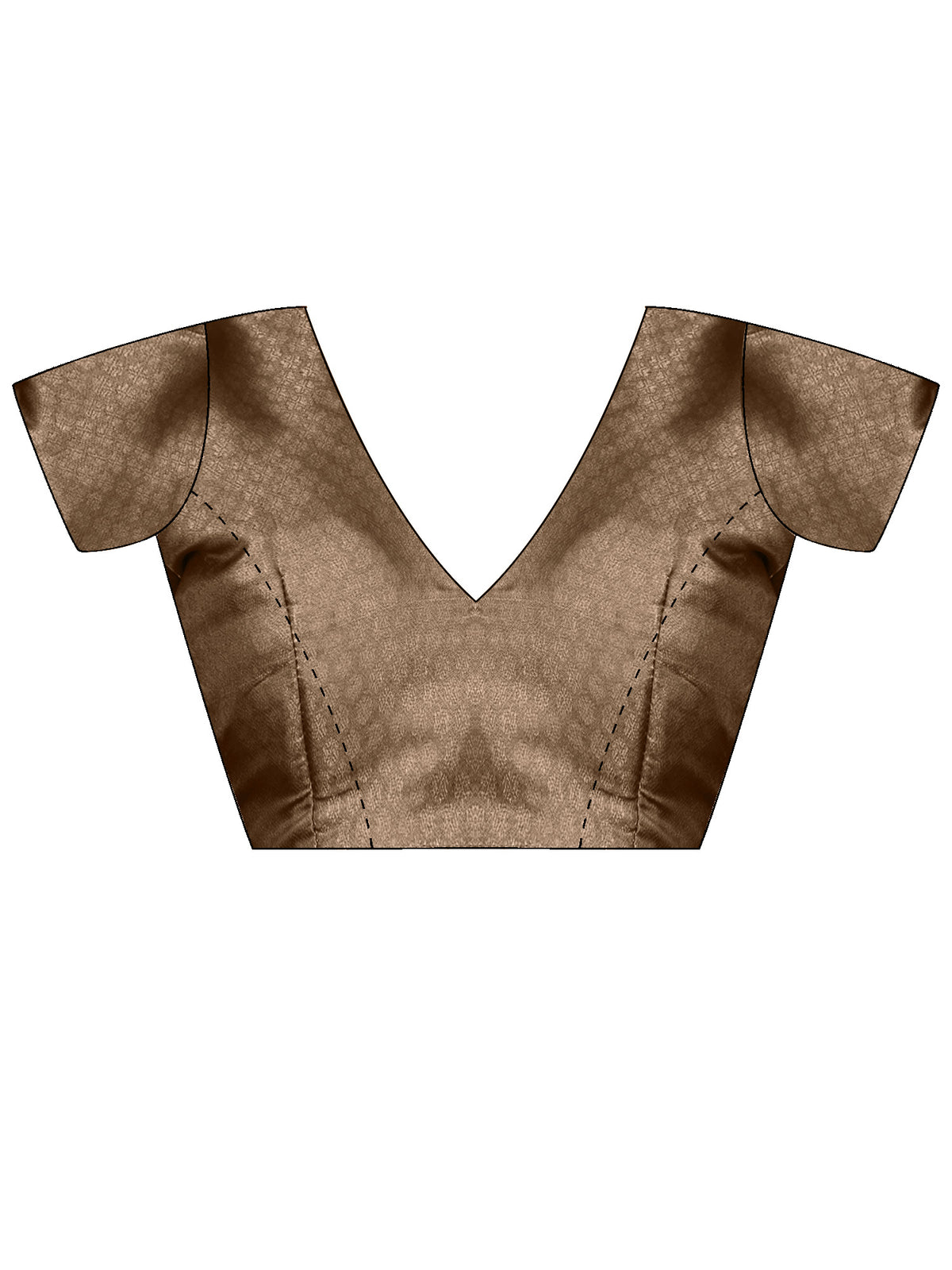 Unstitched tan silk blend blouse piece with ethnic motif design