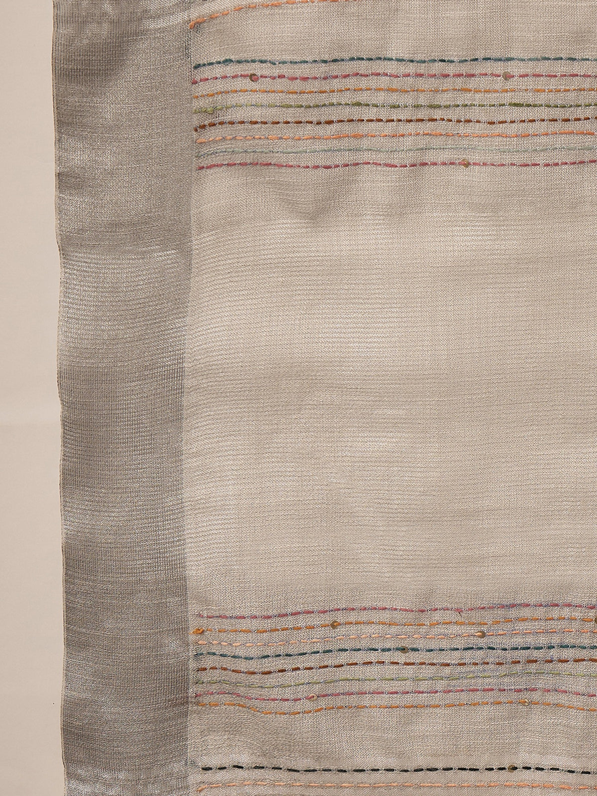 Grey Melange linen blend saree view 7