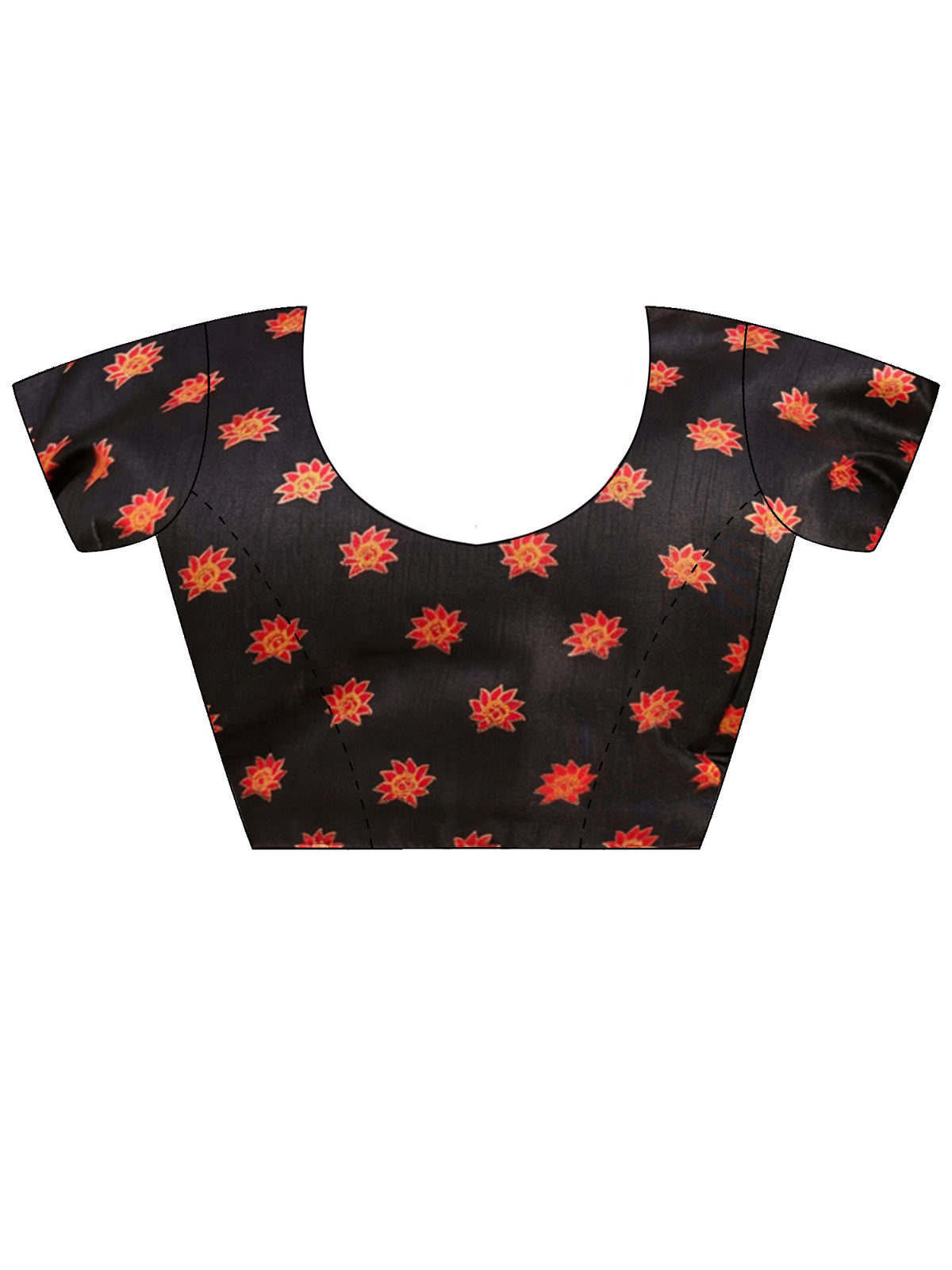 Unstitched black silk blend blouse piece with ethnic motif design