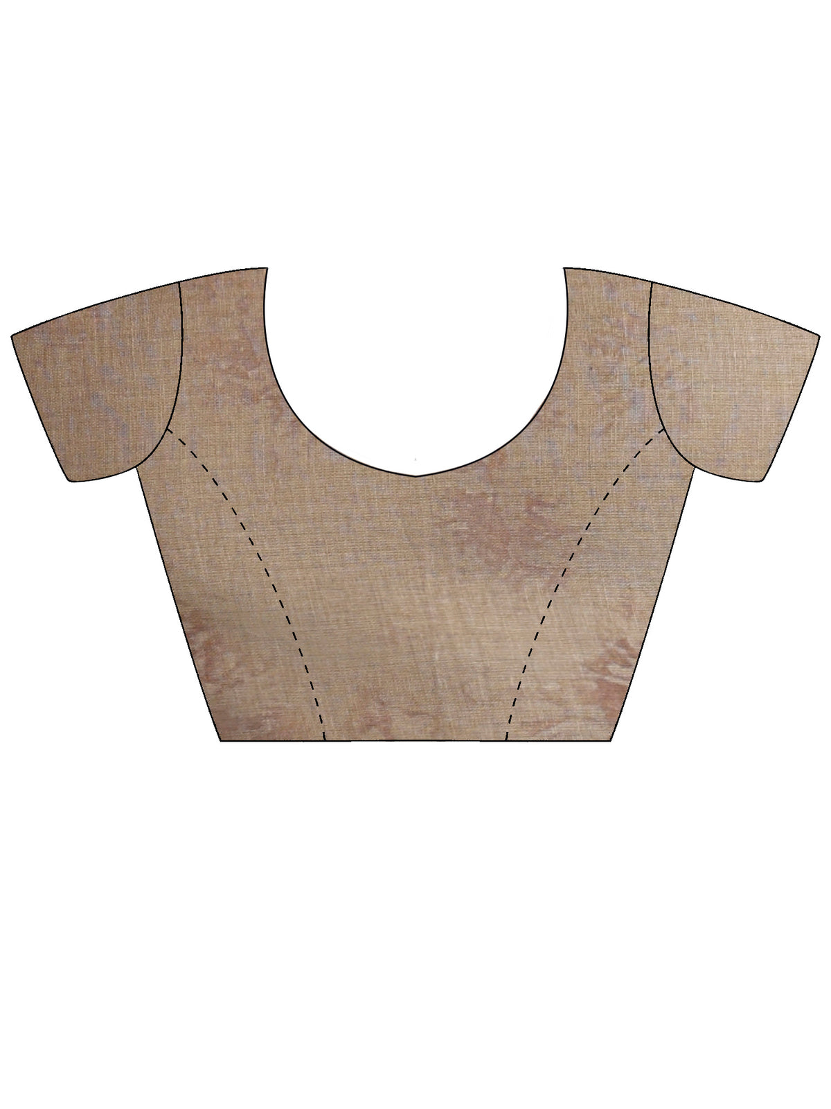 Unstitched camel brown cotton blouse piece with ethnic motif design