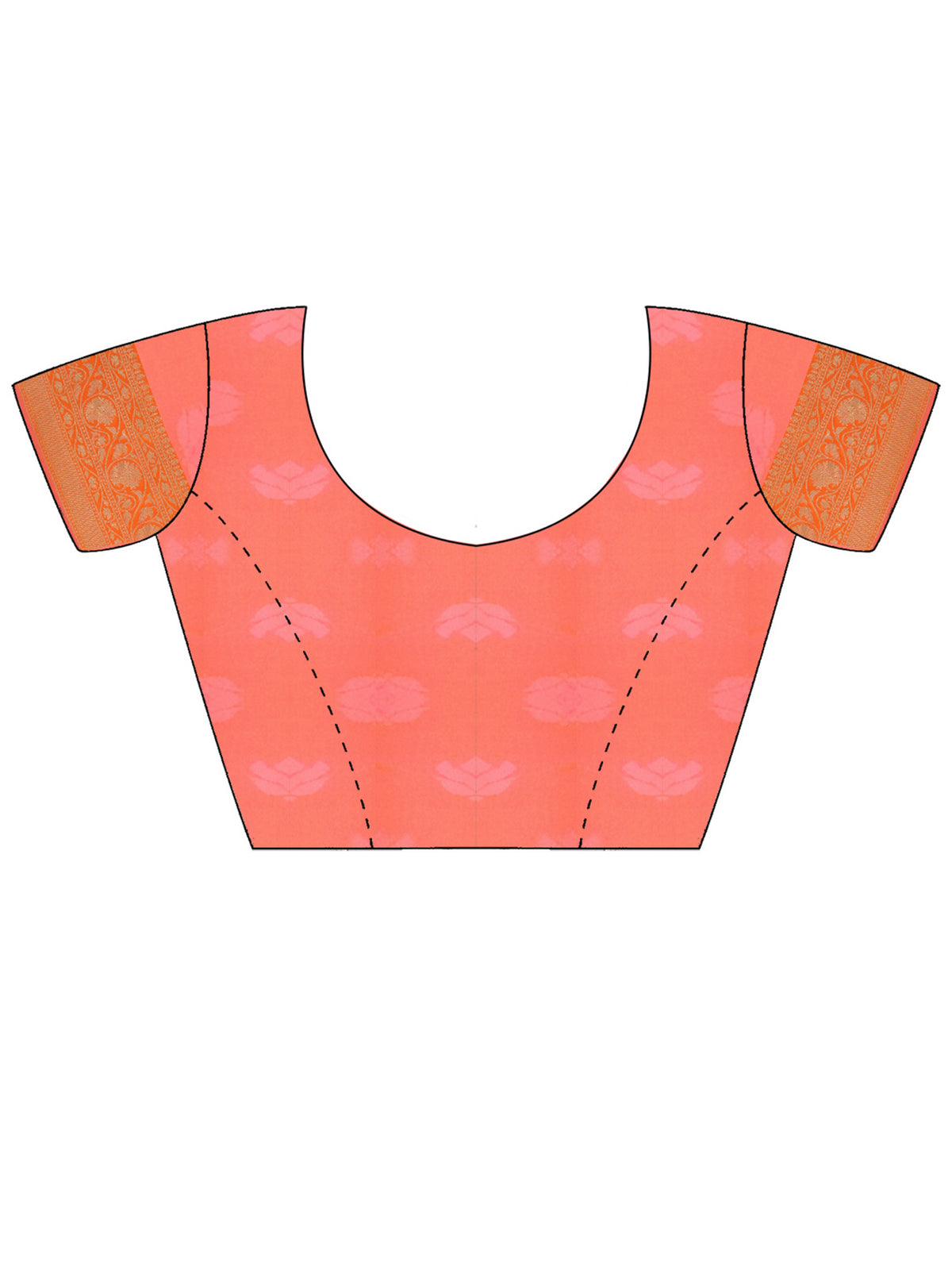 Unstitched peach silk blend blouse piece with wovendesign design