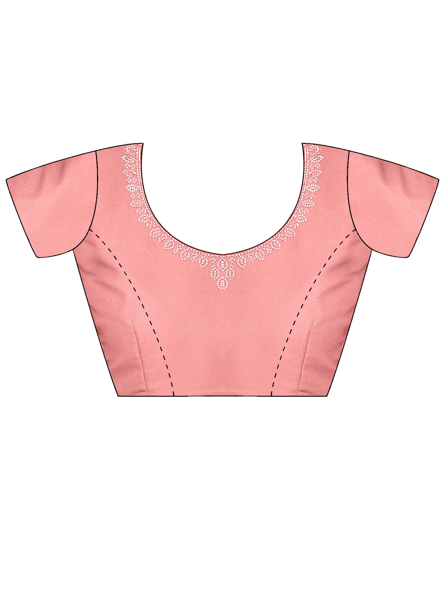 Unstitched pink georgette blouse piece with embellished design
