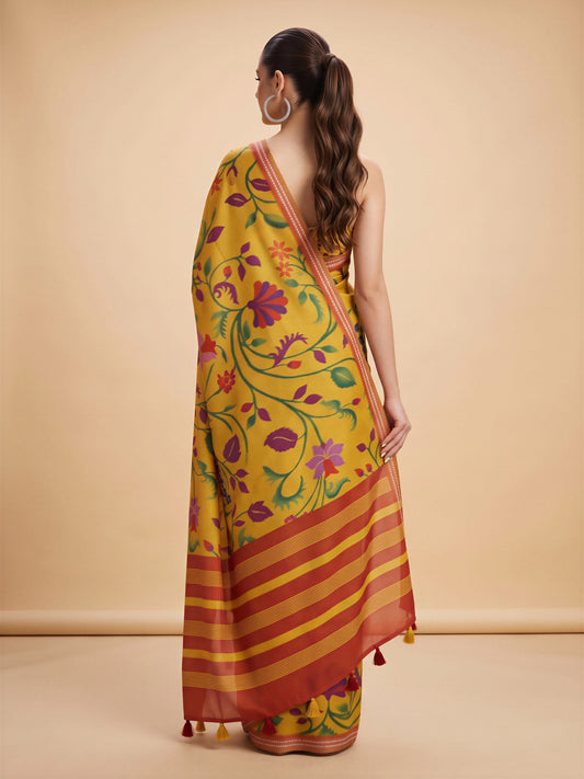 Mustard Tussar Silk saree – detail view 1