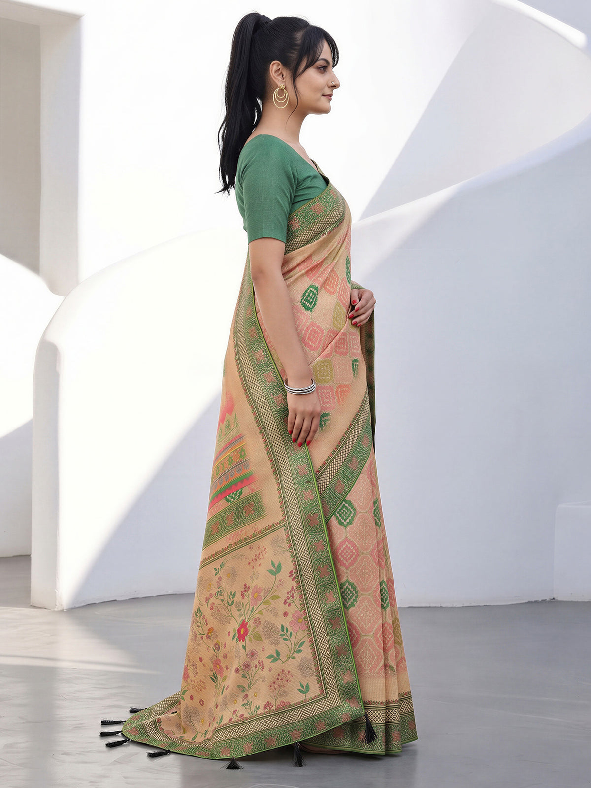 Light Brown Cotton Silk saree – detail view 2