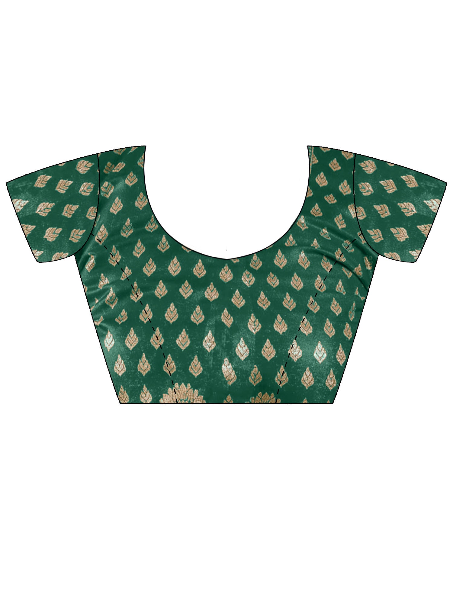 Unstitched green silk blend blouse piece with ethnic motif design