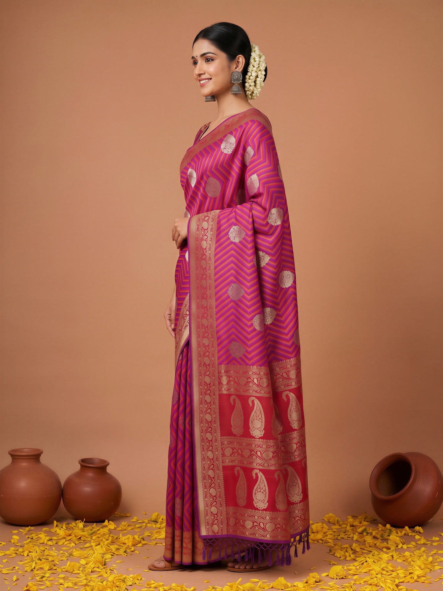 Purple Silk Blend saree – detail view 2