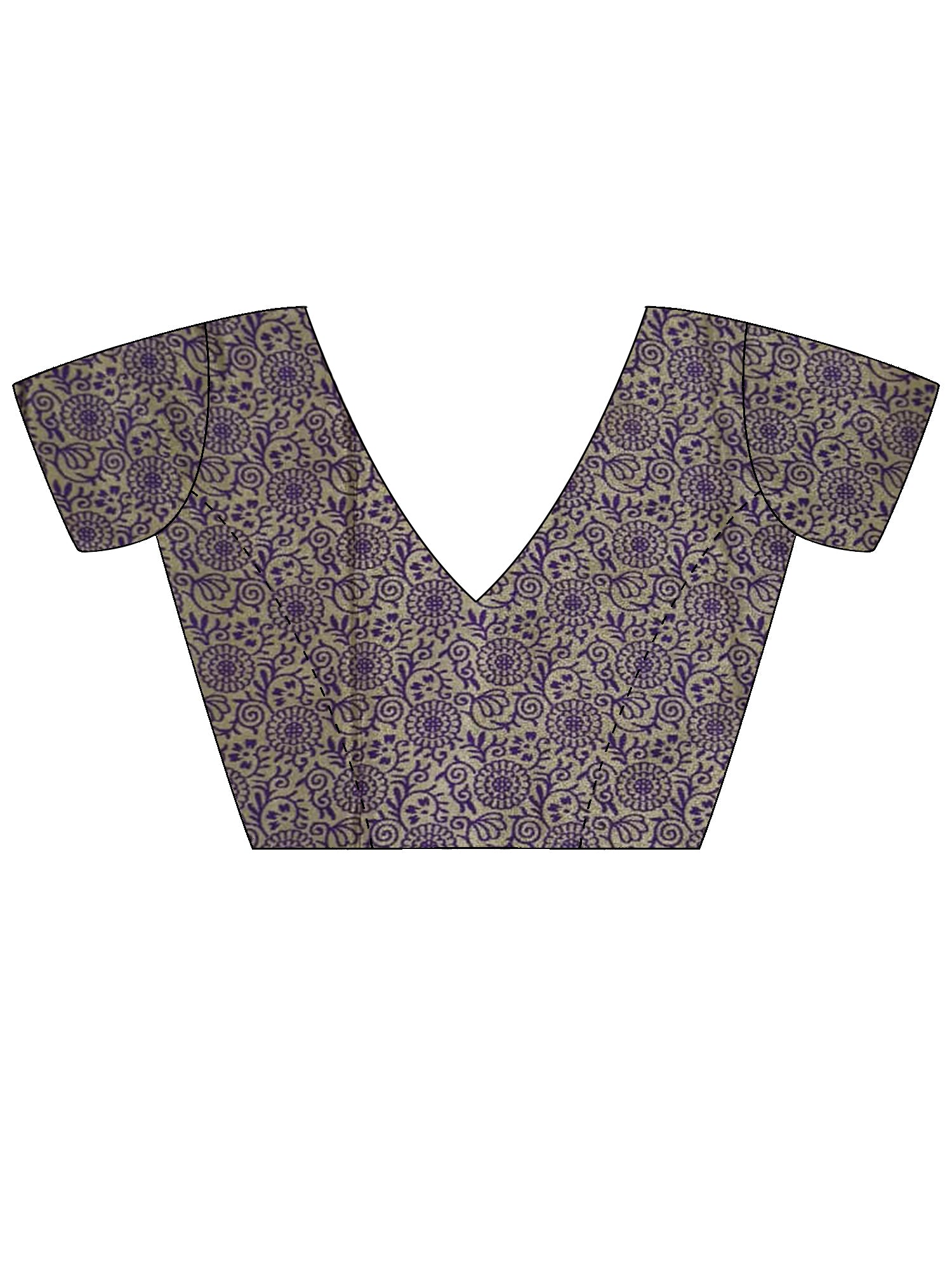 Unstitched purple silk blend blouse piece with floral design