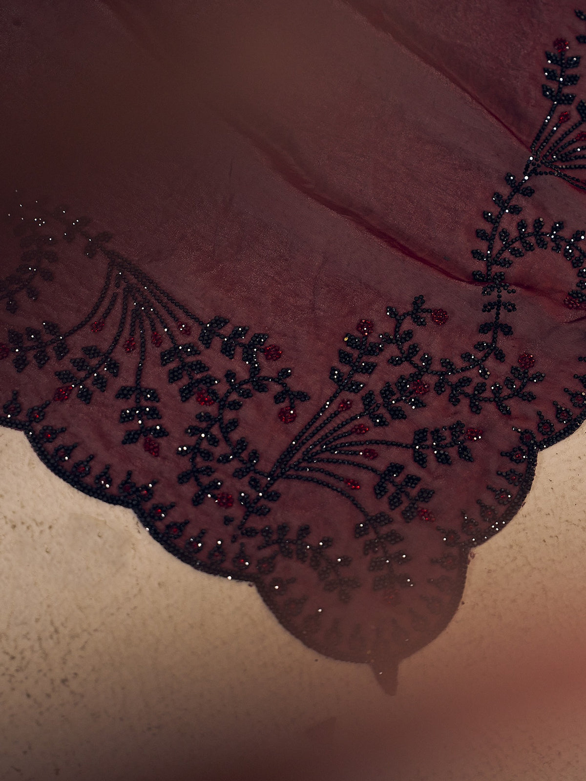 Maroon satin silk saree view 5