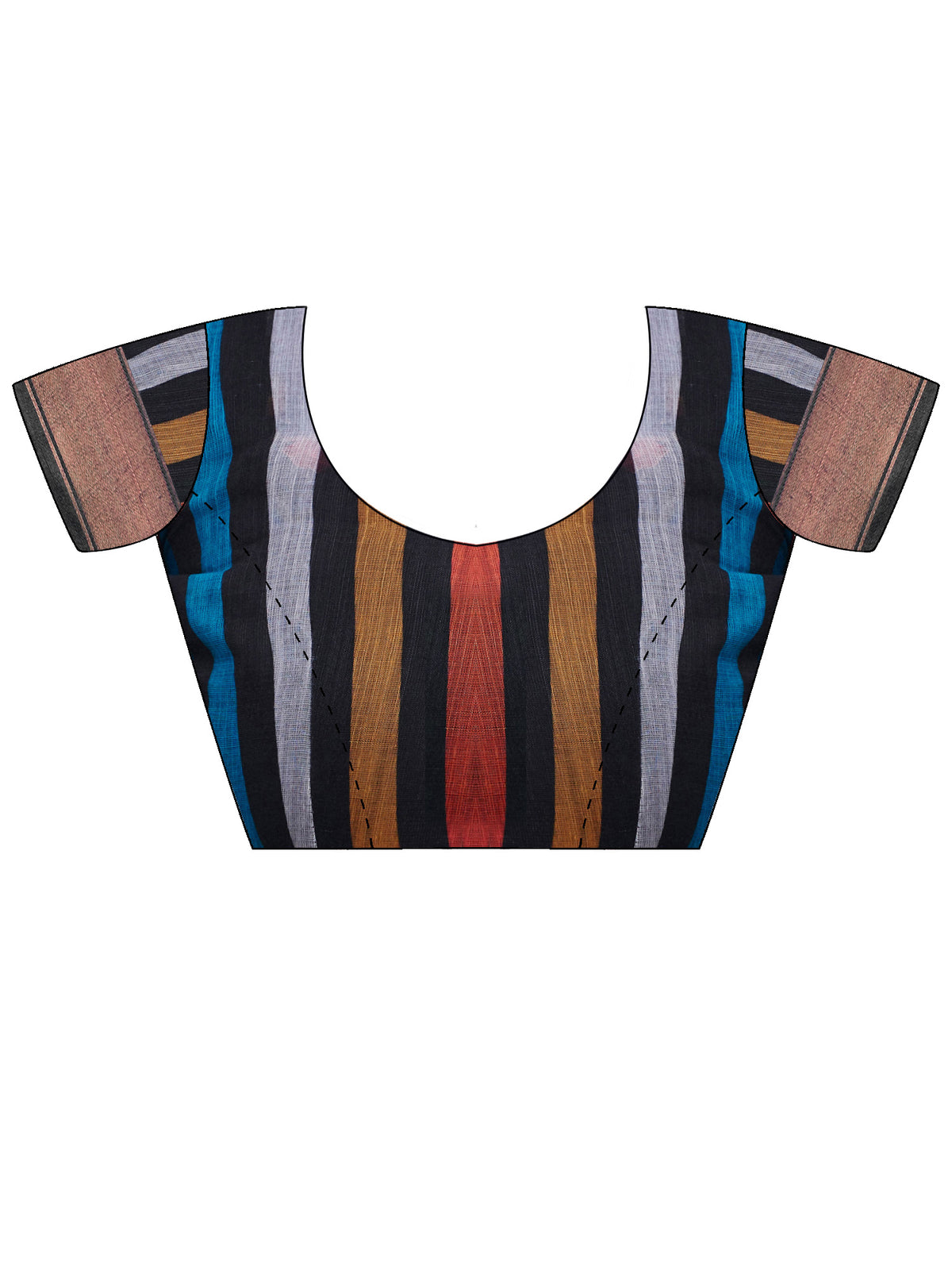 Unstitched multicolored linen blouse piece with striped design
