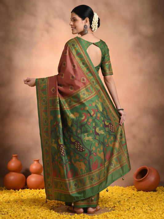 Rust Silk Blend saree – detail view 1
