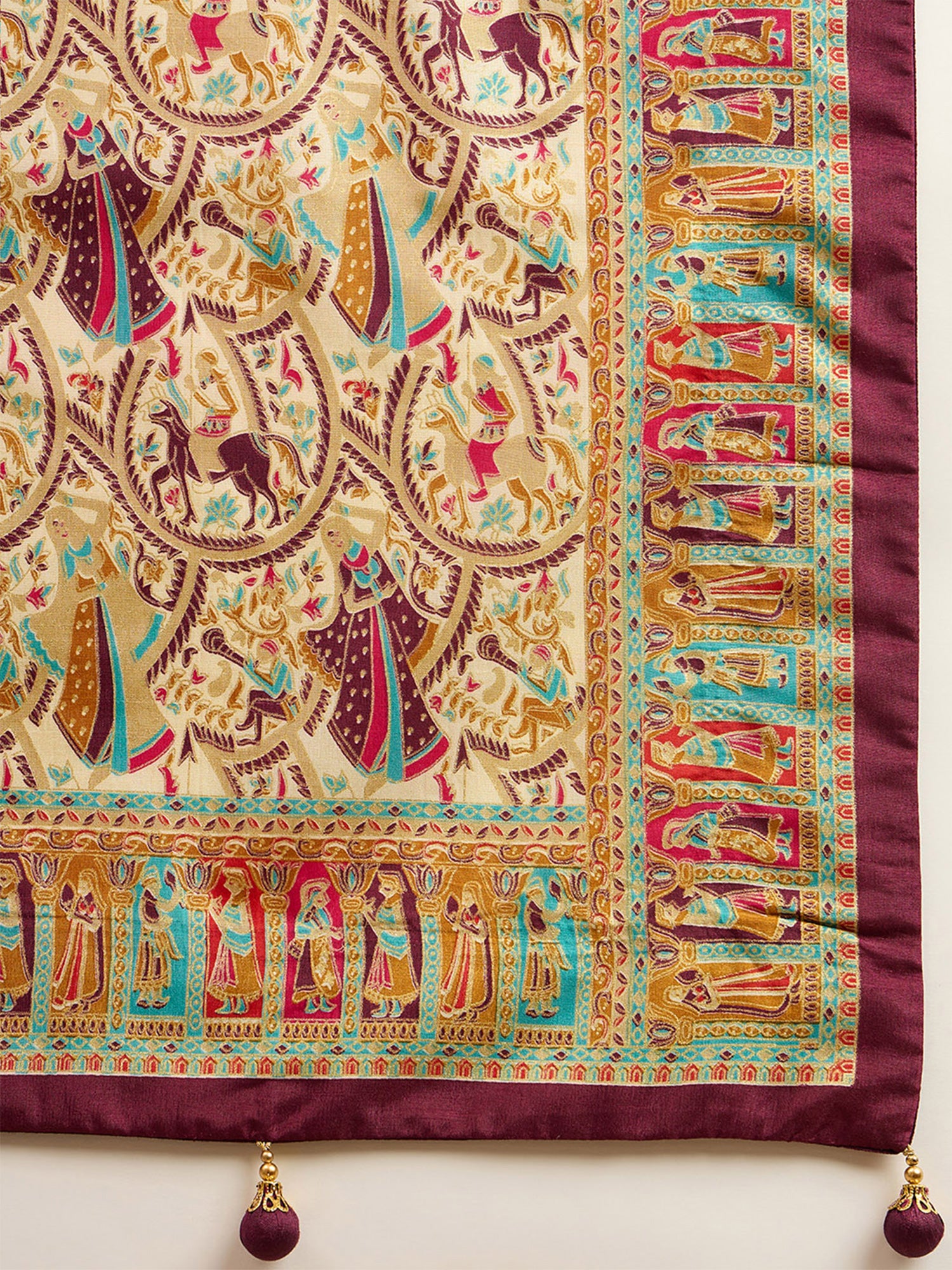 Cream Silk Blend saree – detail view 5