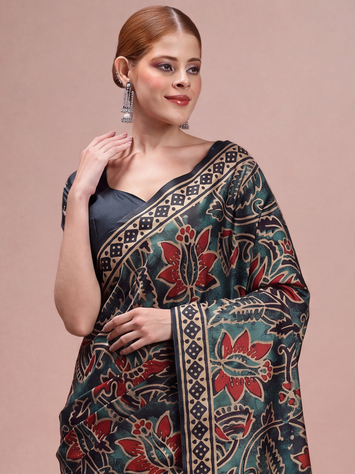 Navy Blue Silk Blend saree – detail view 3