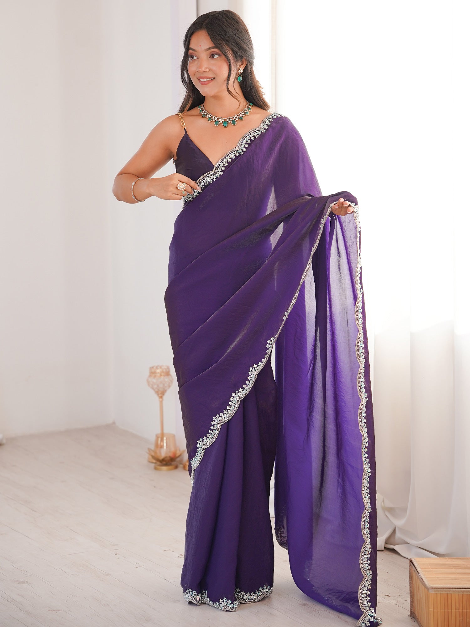 Purple Silk Blend saree – detail view 1