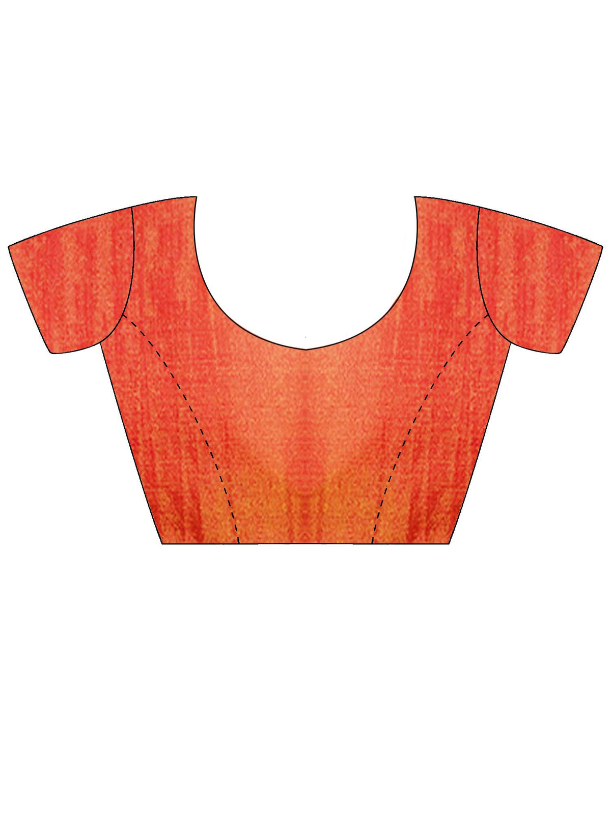 Unstitched orange linen blouse piece with ethnic motif design