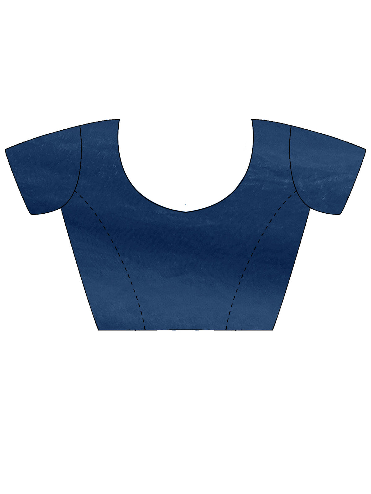 Unstitched navy blue silk blend blouse piece with solid design