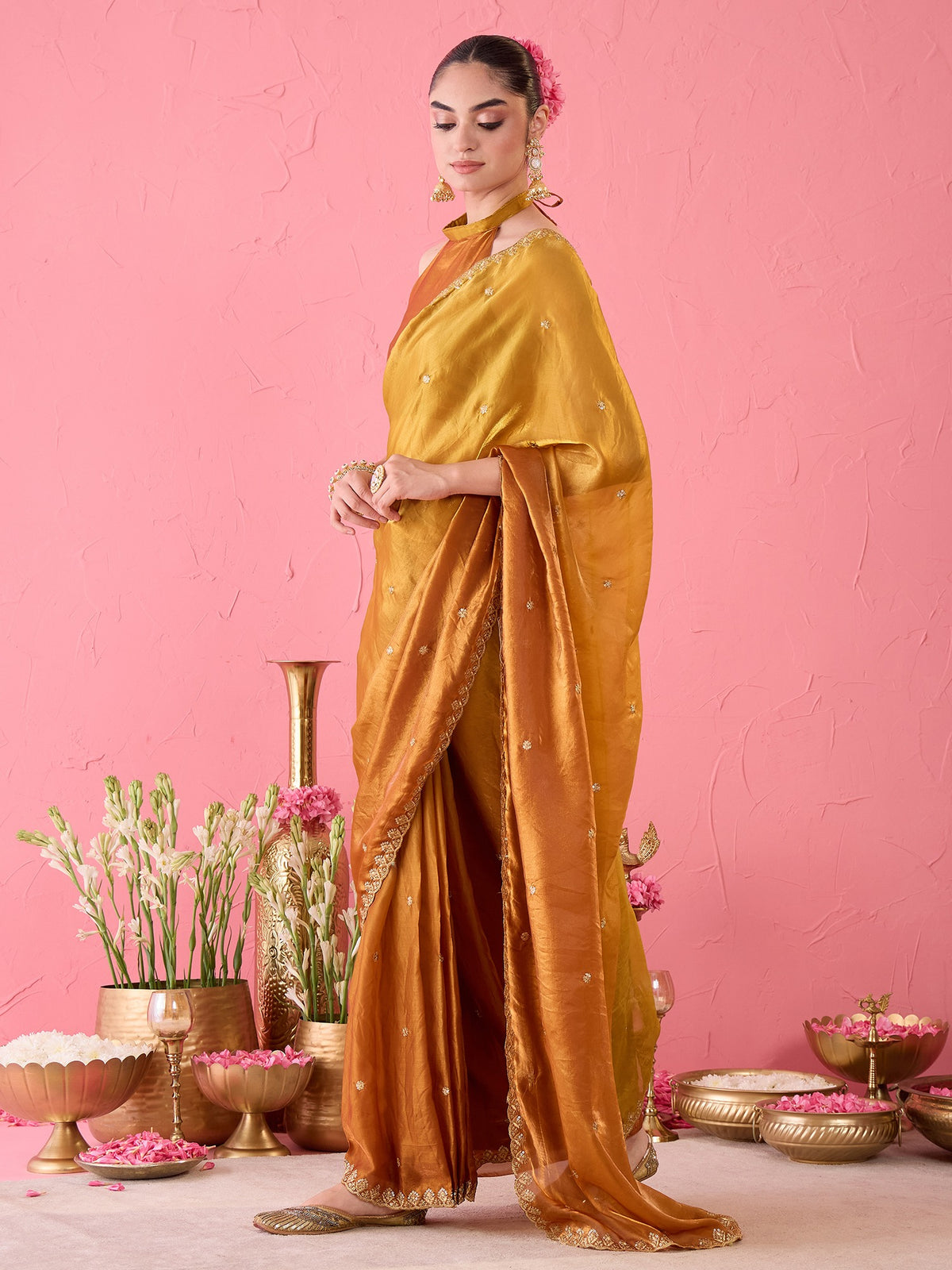 Bronze Paper Silk saree – detail view 1