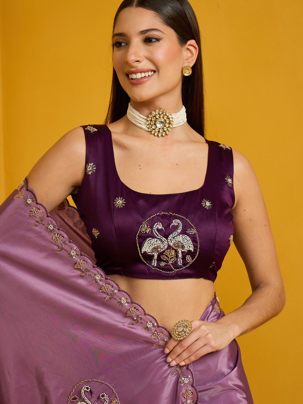 Lavender Silk Blend saree – detail view 5
