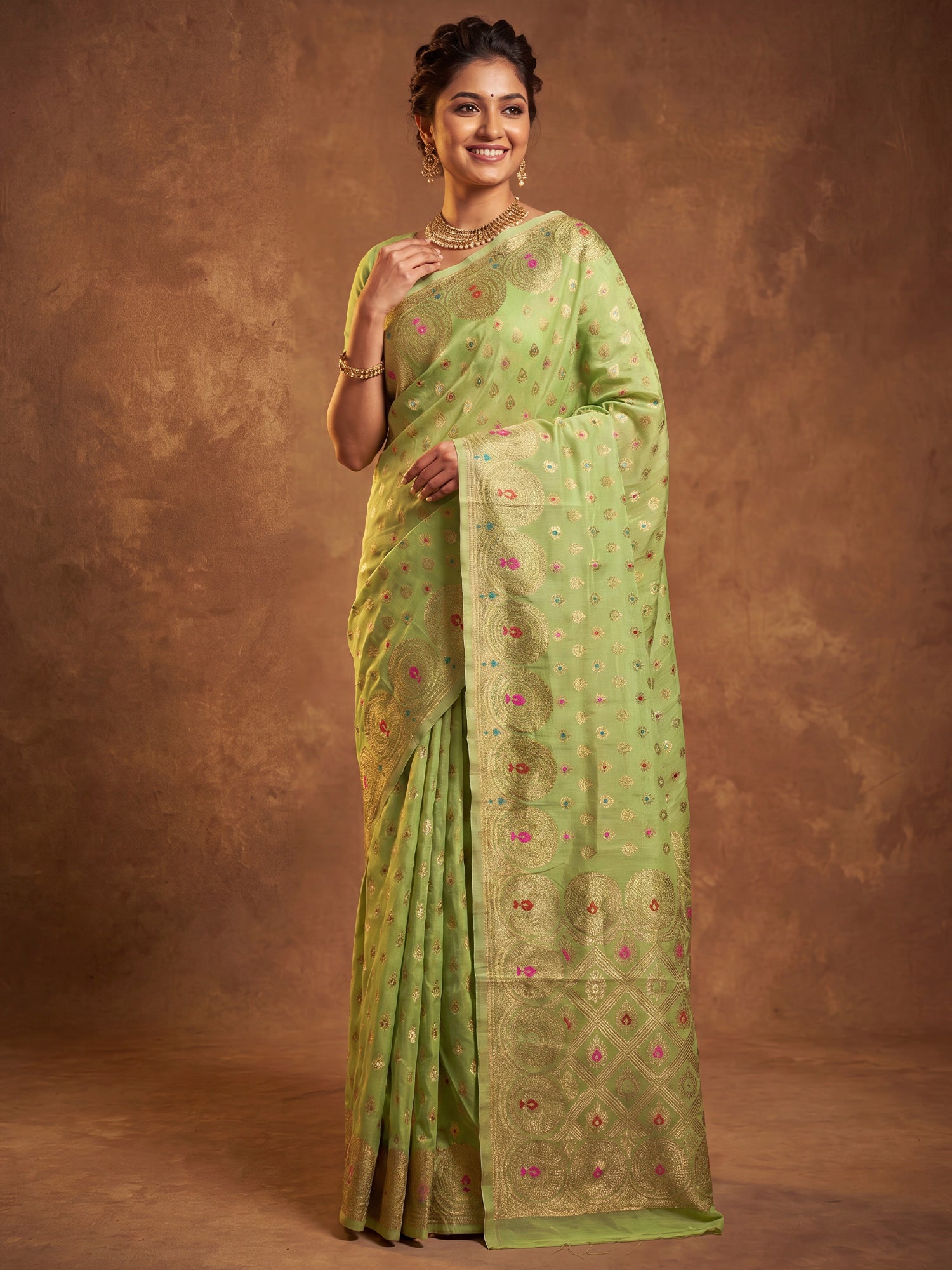 Sea Green Silk Blend saree – detail view 3