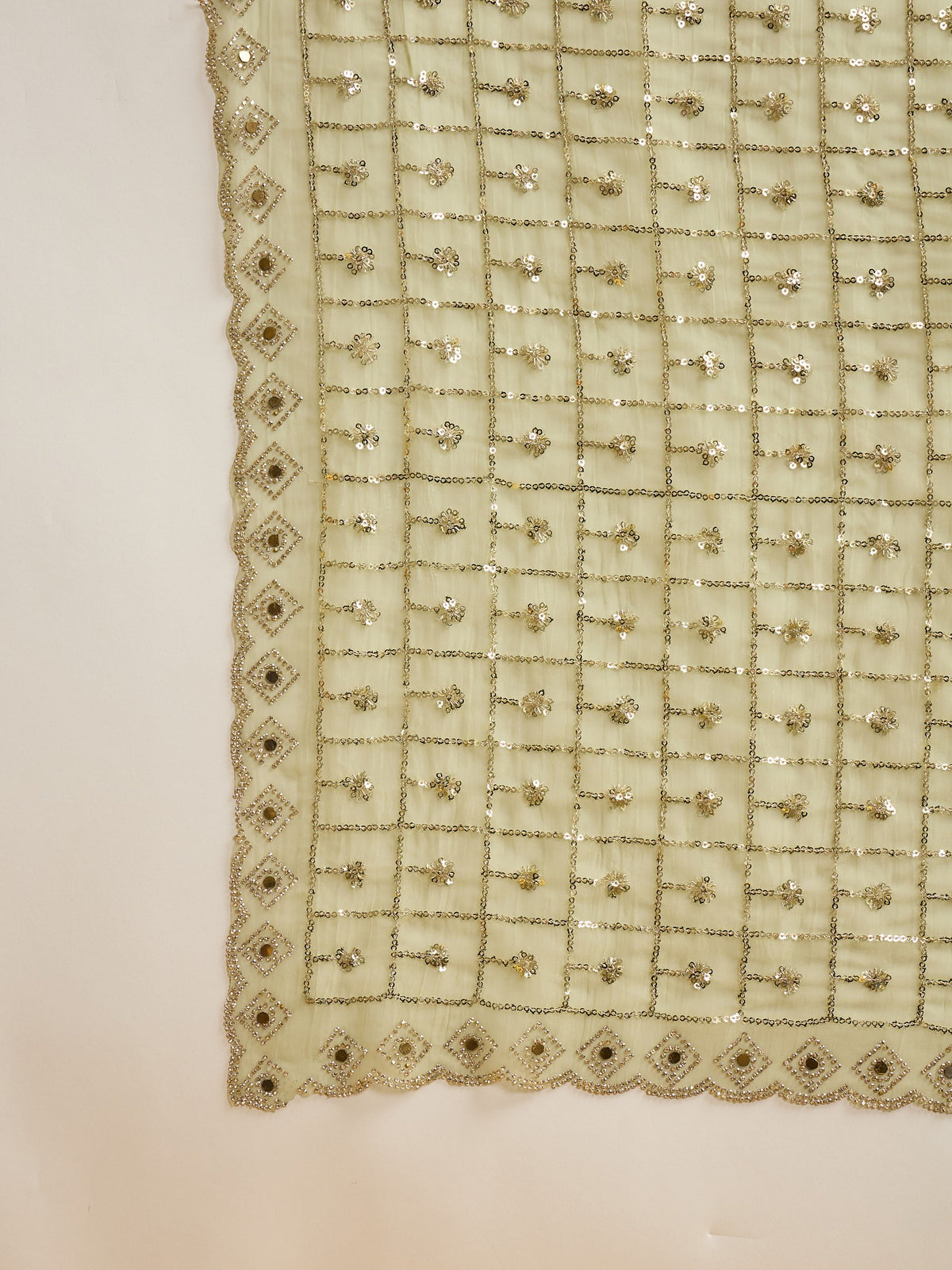 Mint Green Soft Silk saree – detail view 4