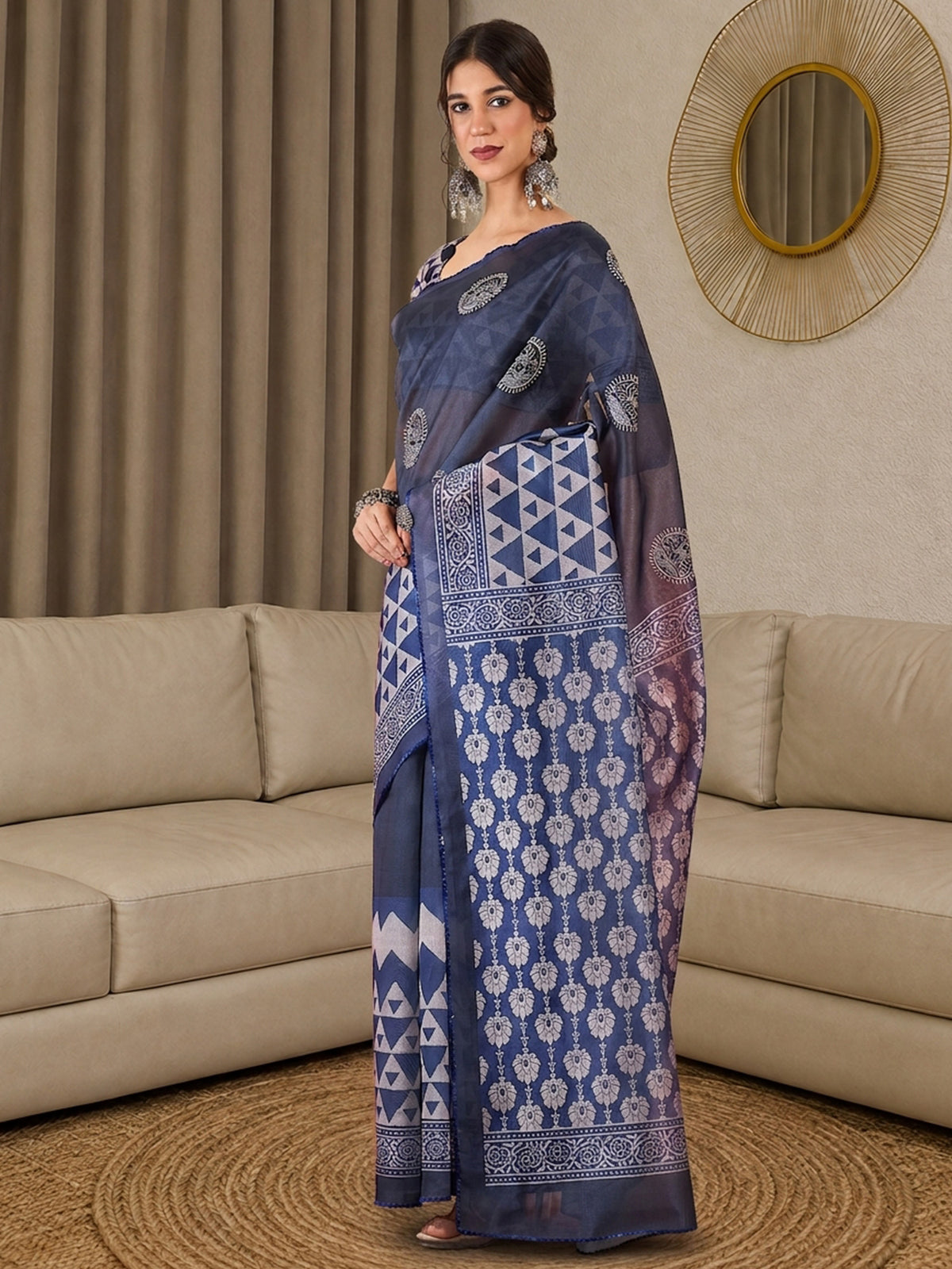 Indigo Silk Blend saree – detail view 2