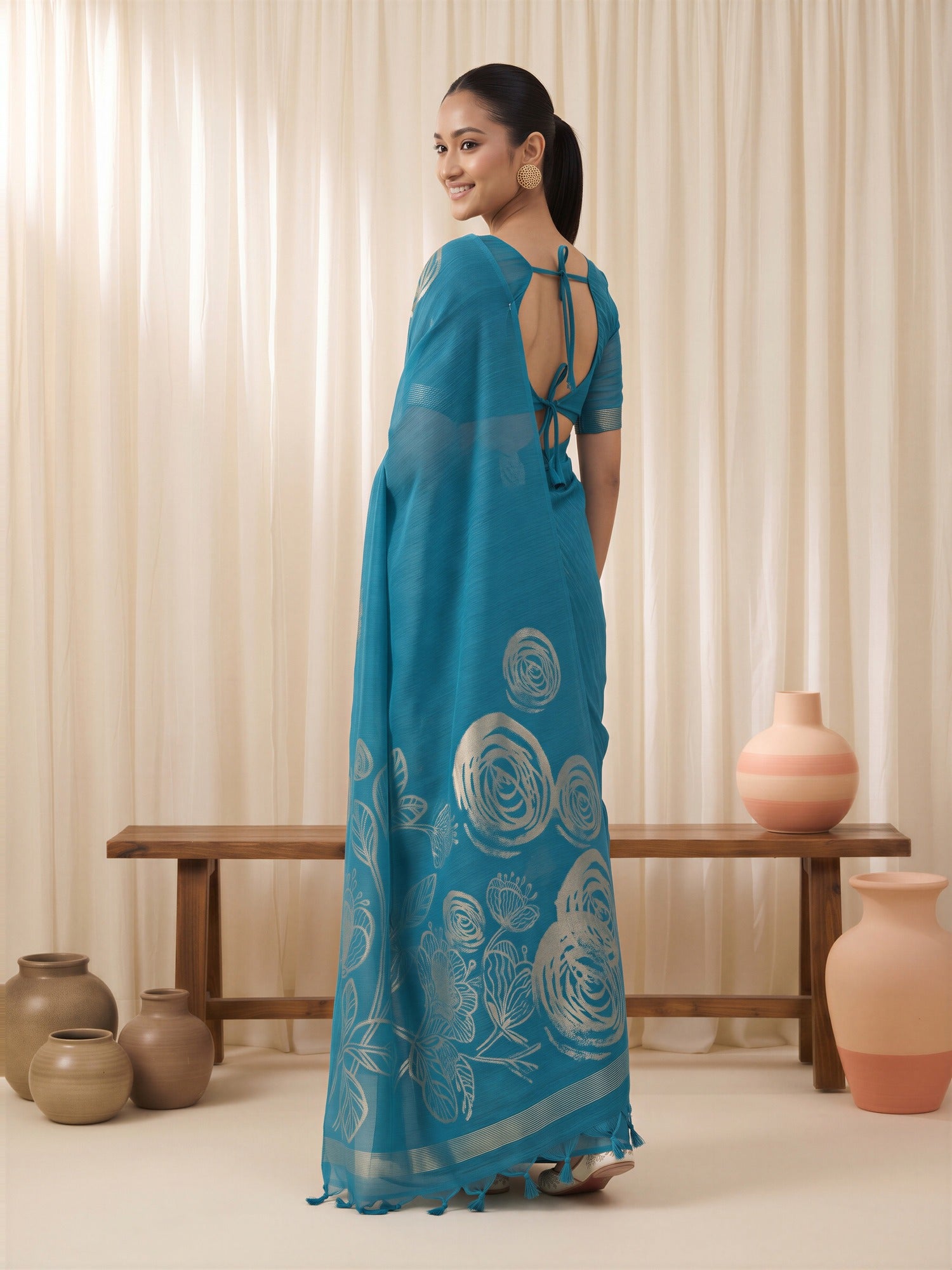Light Blue Pure Silk saree – detail view 1