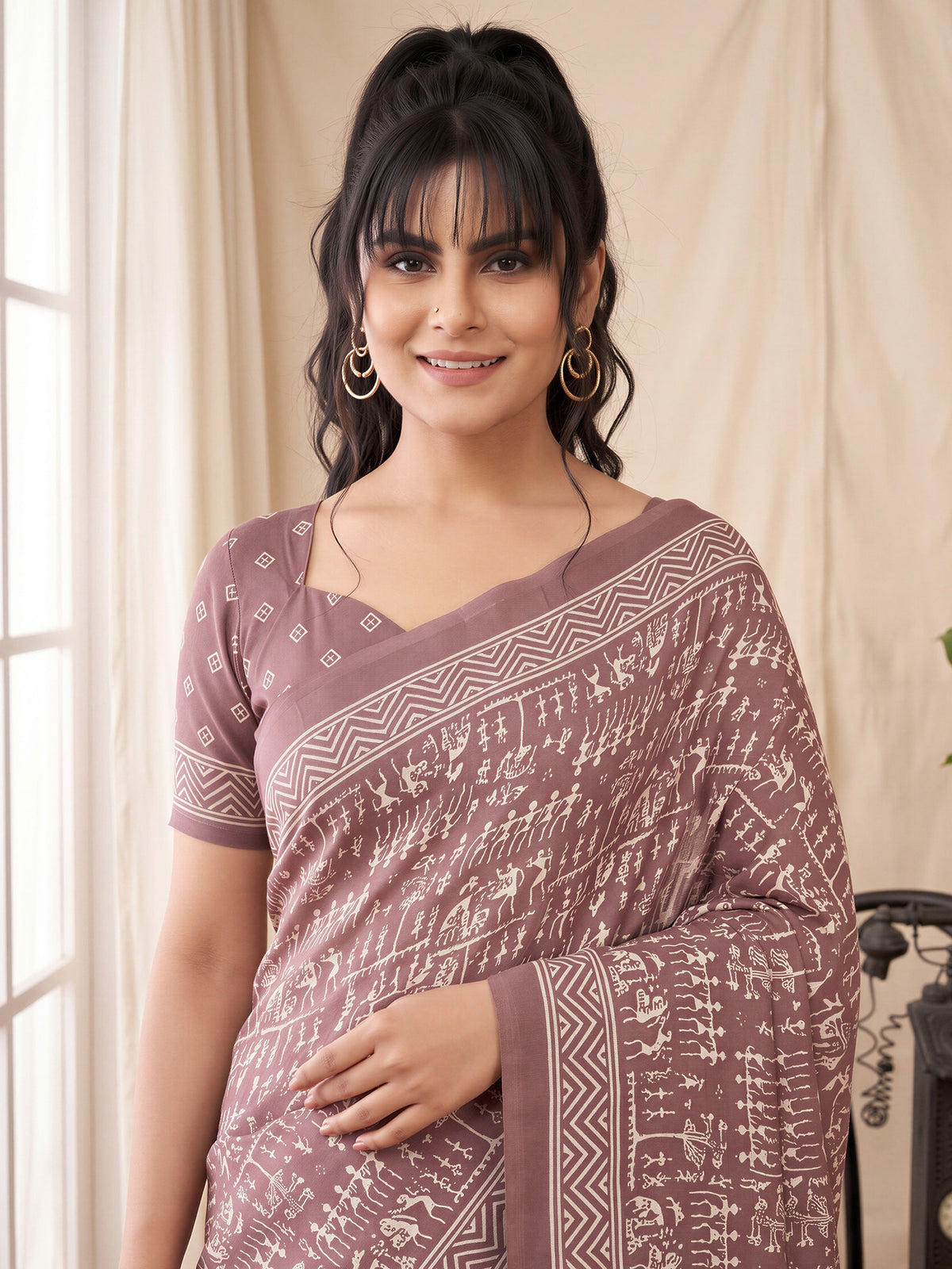 Mauve Dola Silk saree – detail view 4