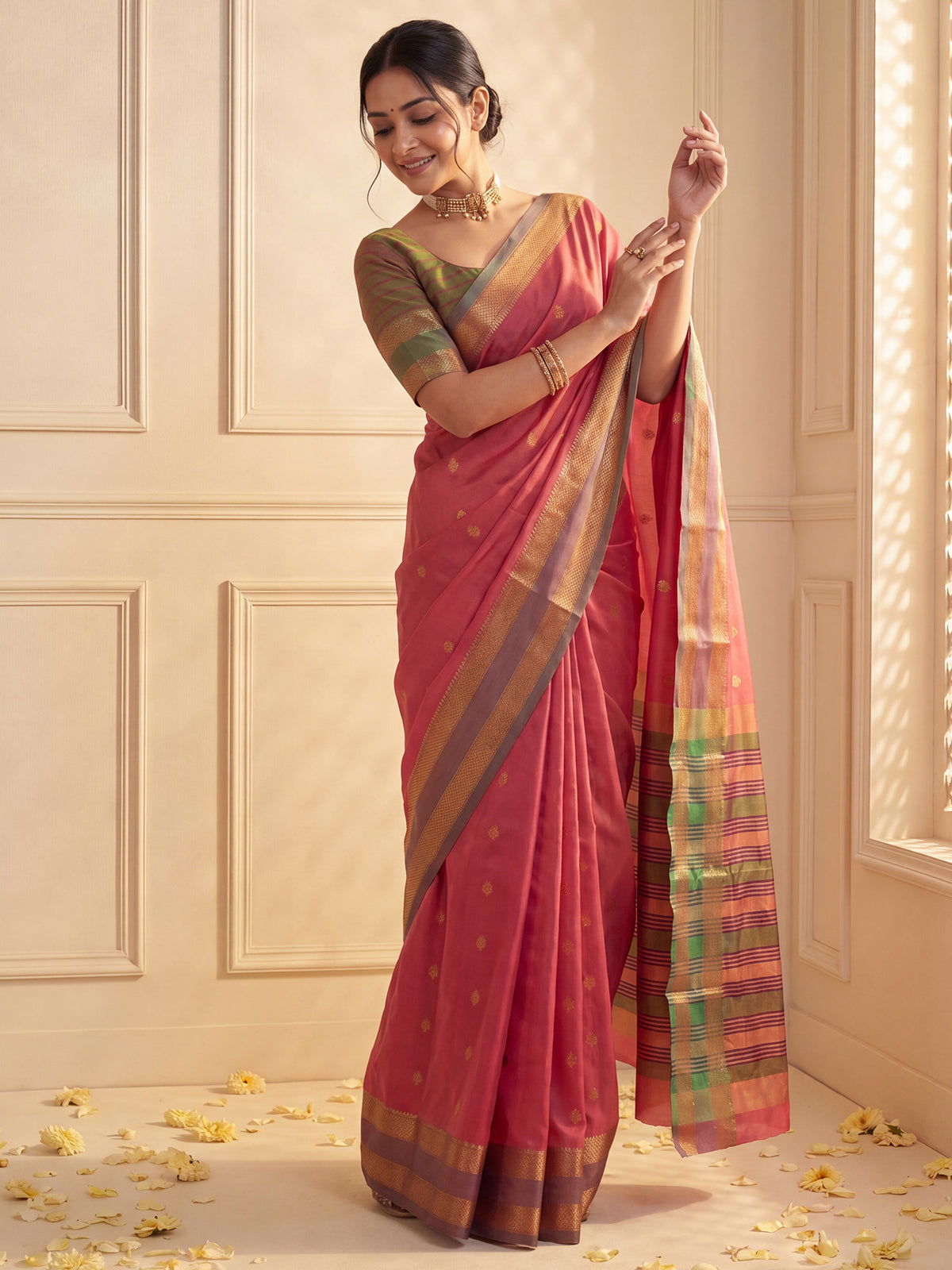 Red Soft Silk saree – detail view 2