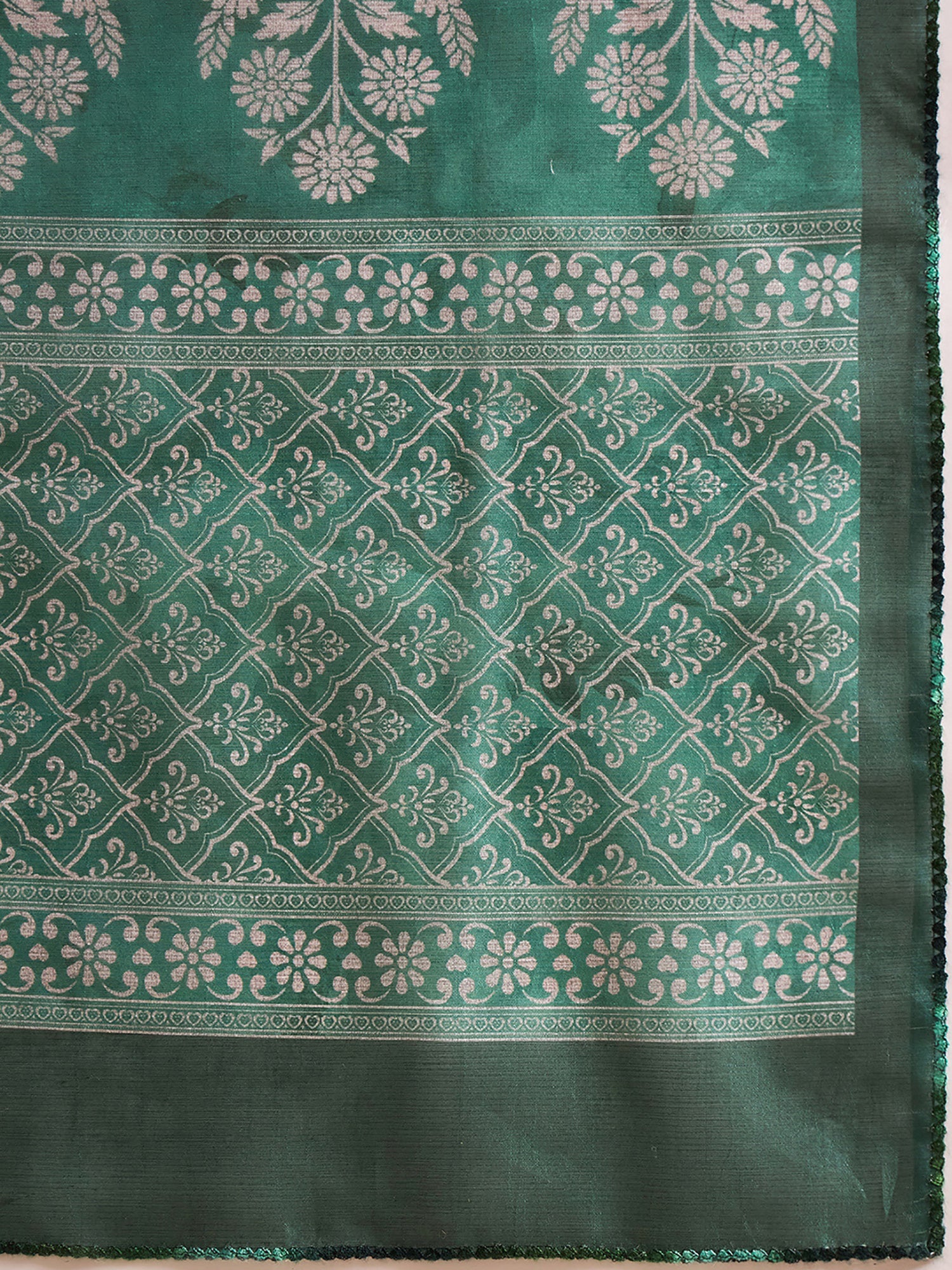 Teal Green Silk Blend saree – detail view 5