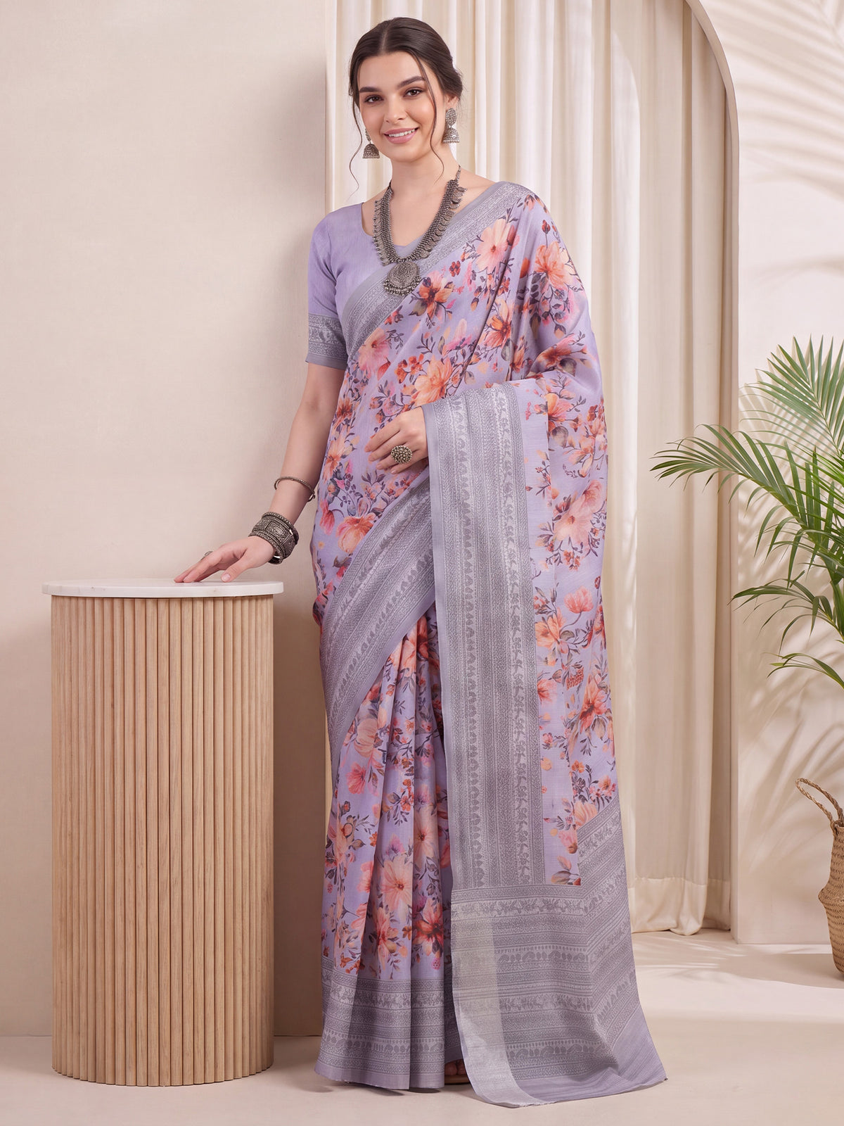 Lavender Silk Blend saree – detail view 3