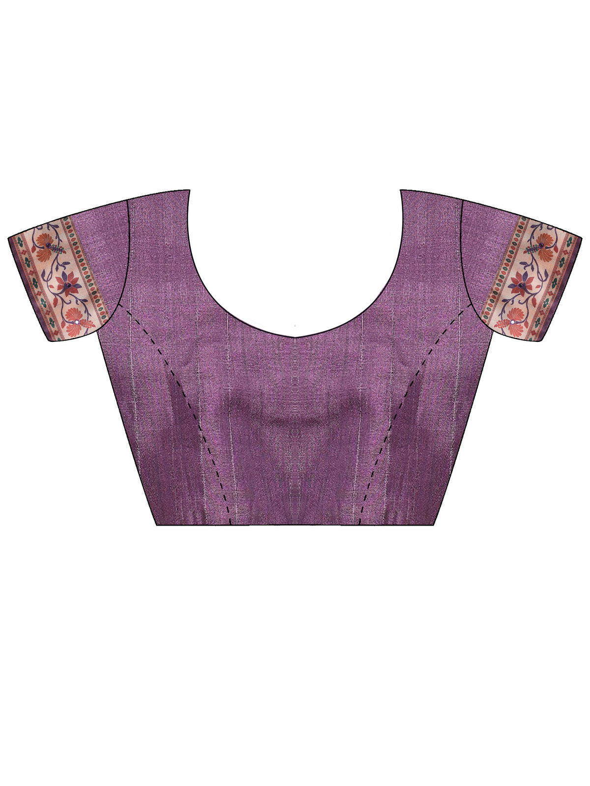 Unstitched purple silk blend blouse piece with solid design