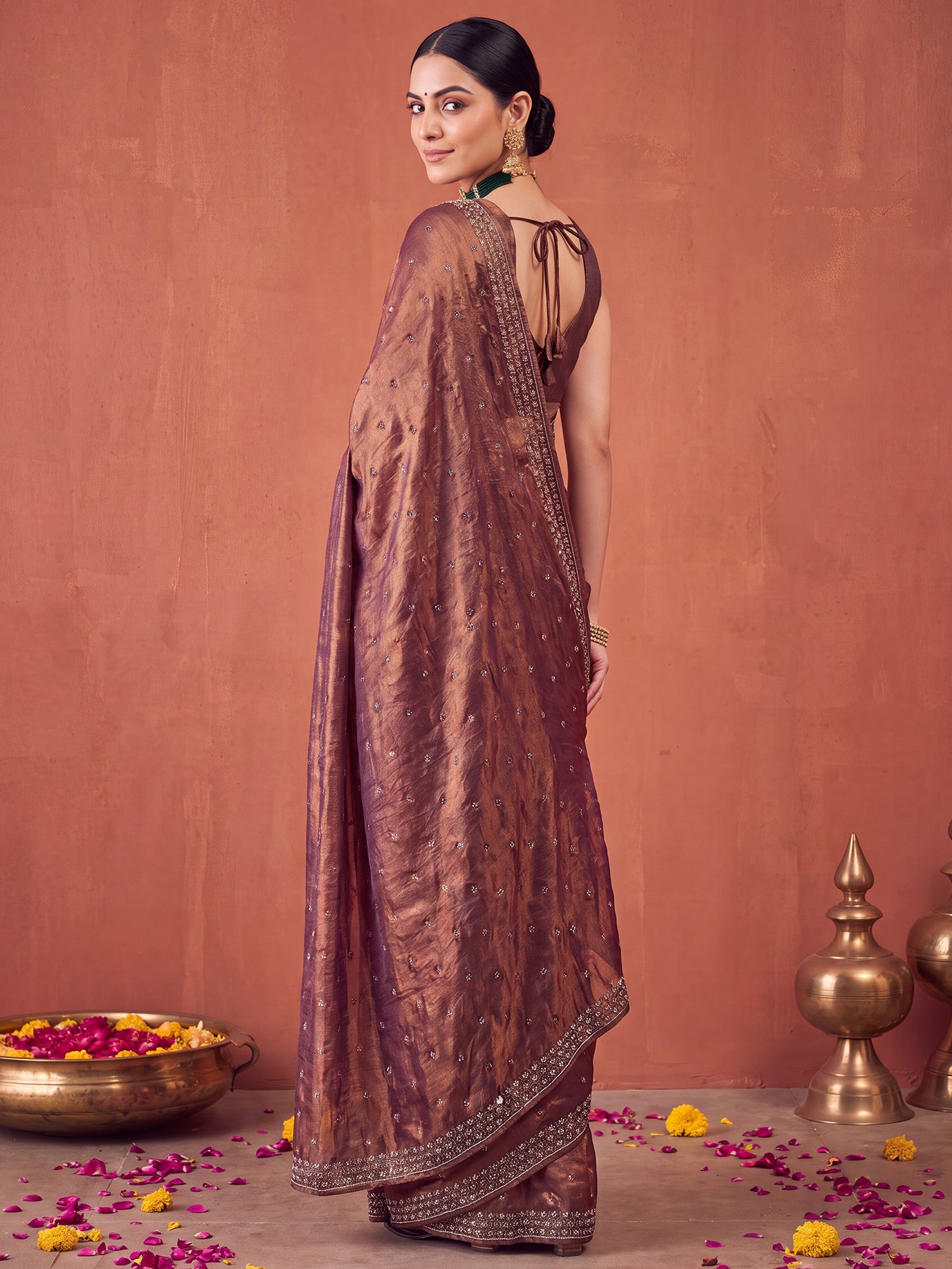 Metallic Satin Silk saree – detail view 1