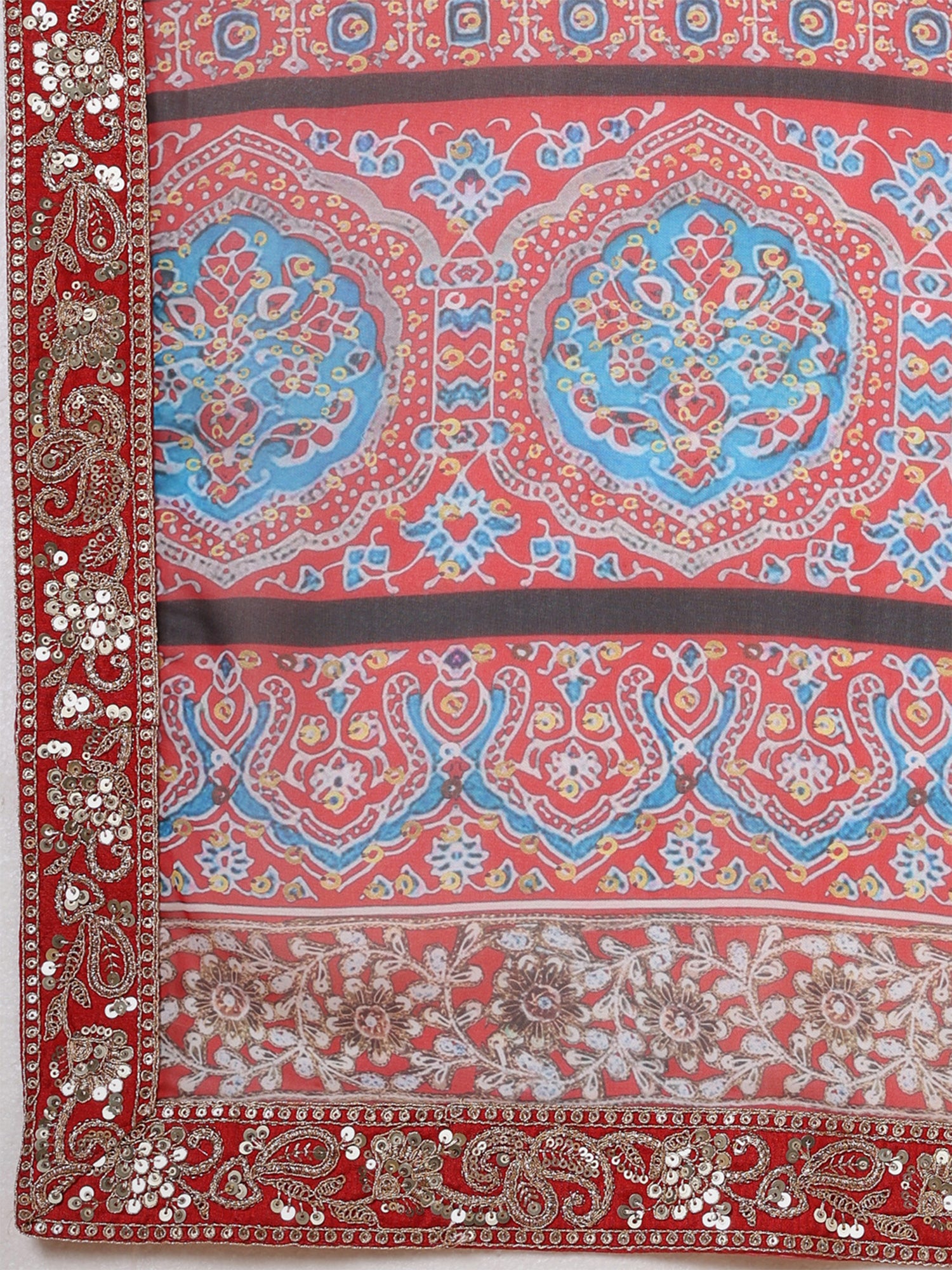 White Pure Georgette saree – detail view 5