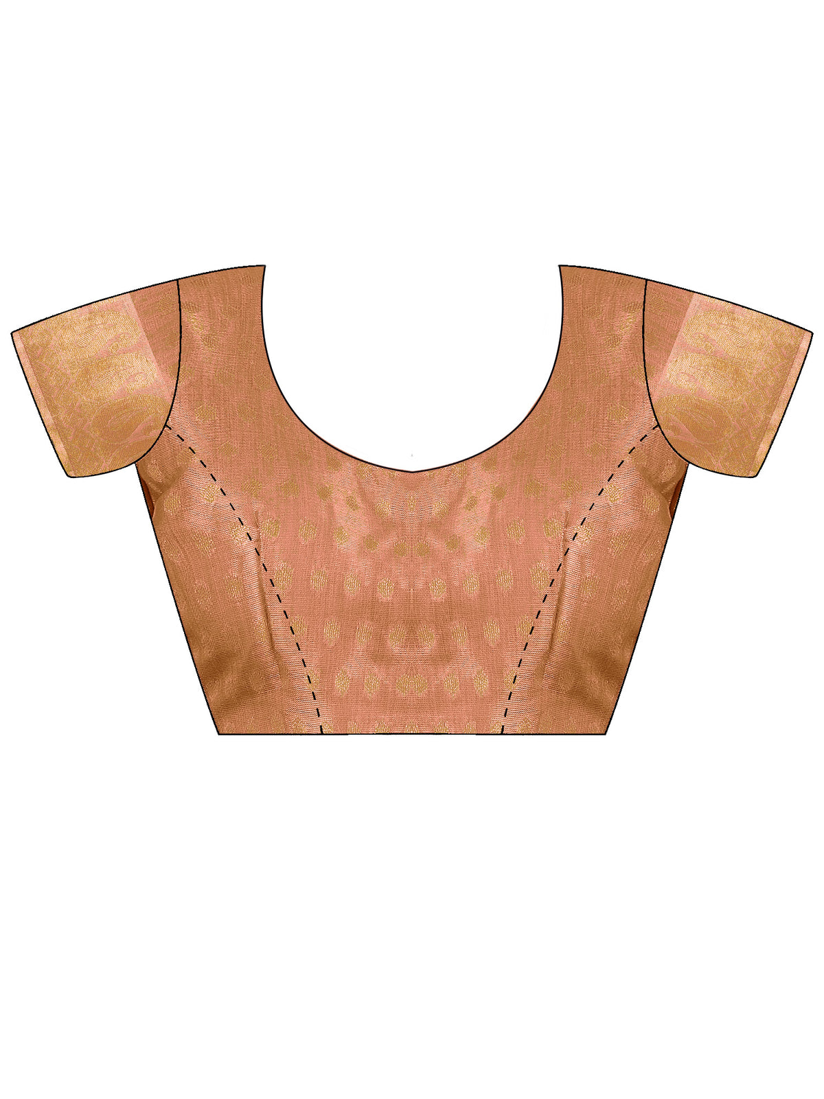 Unstitched copper linen blouse piece with ethnic motif design