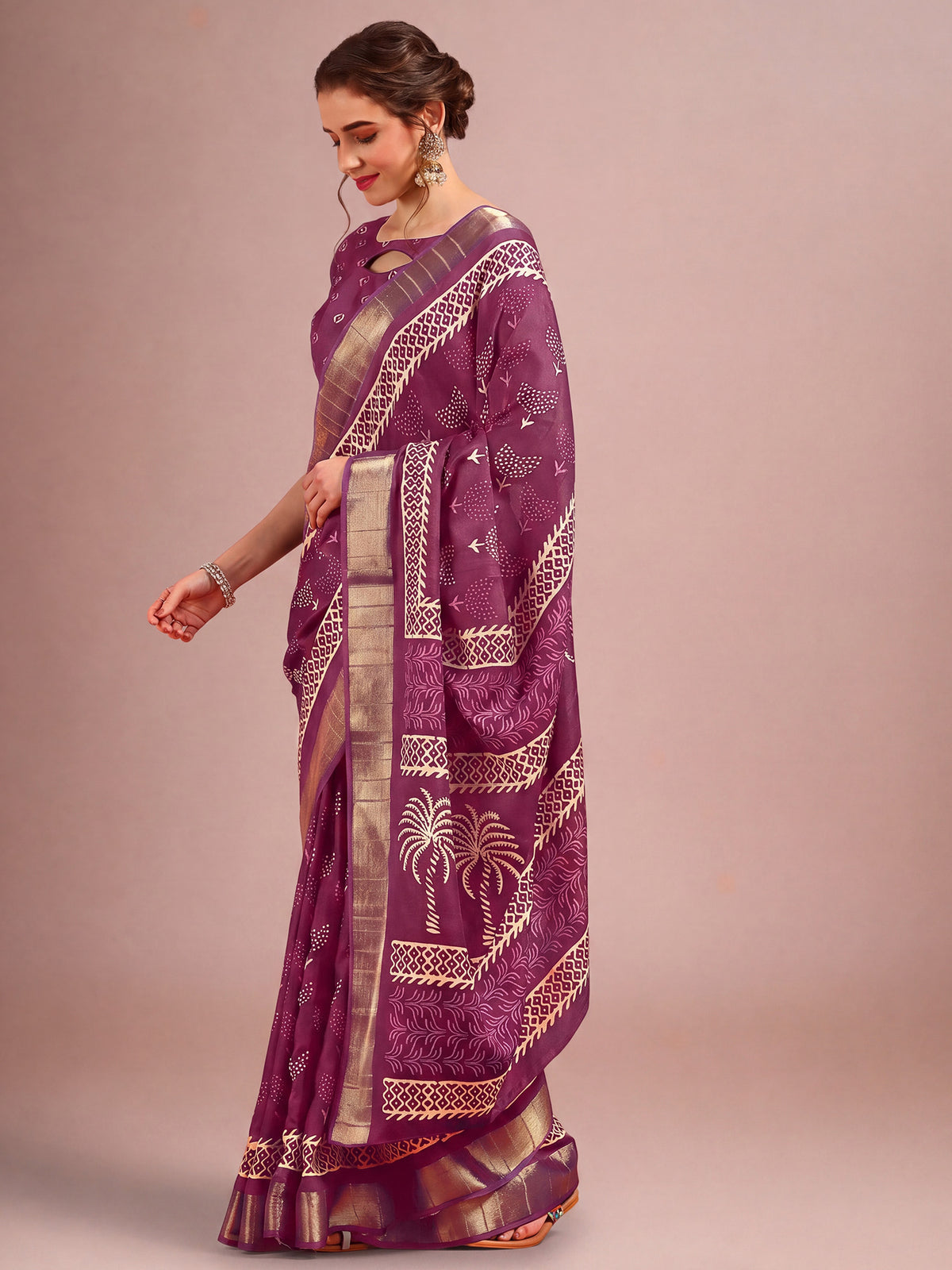 Purple Cotton Silk saree – detail view 2