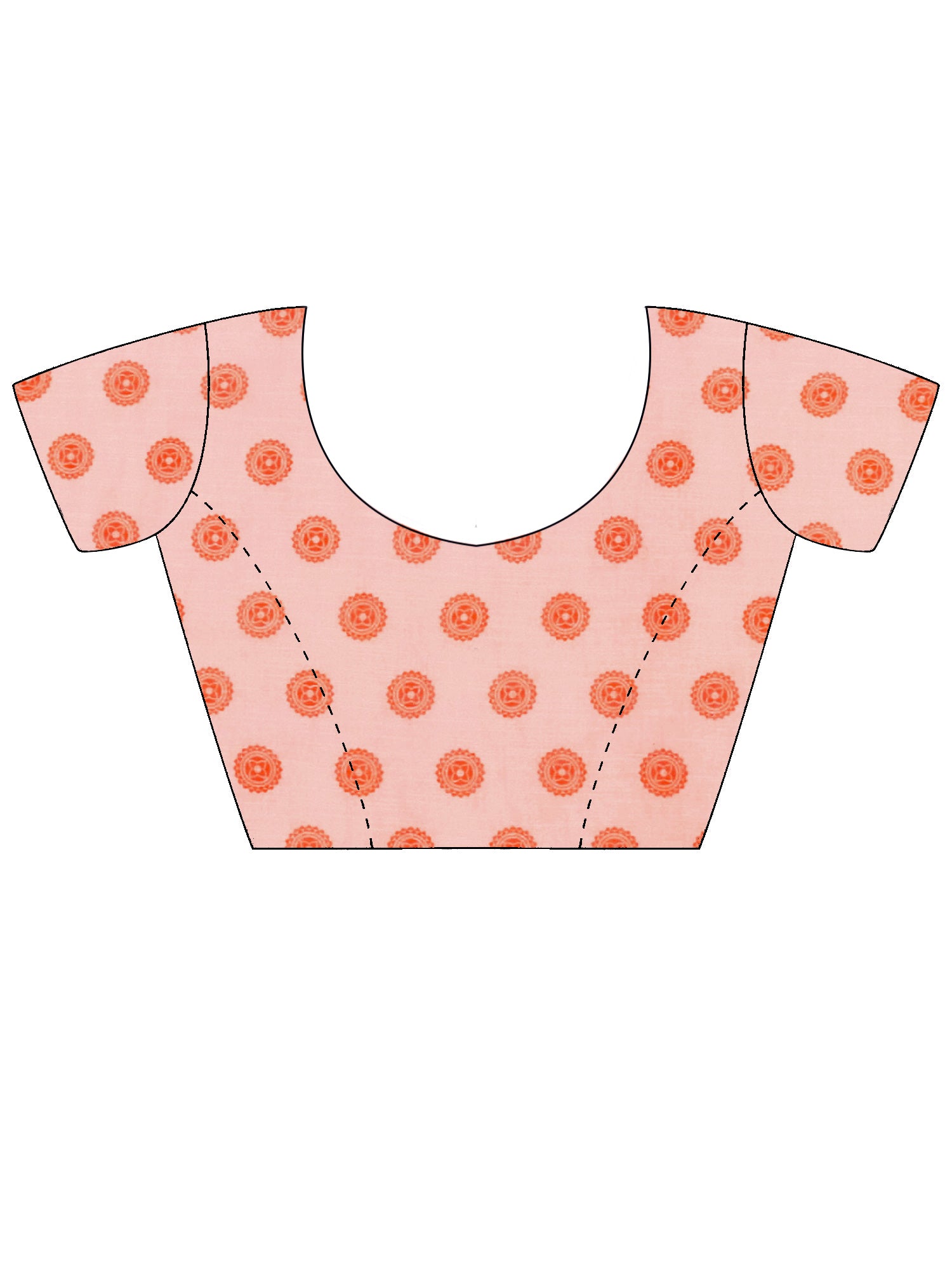 Unstitched pink cotton blend blouse piece with block prints design