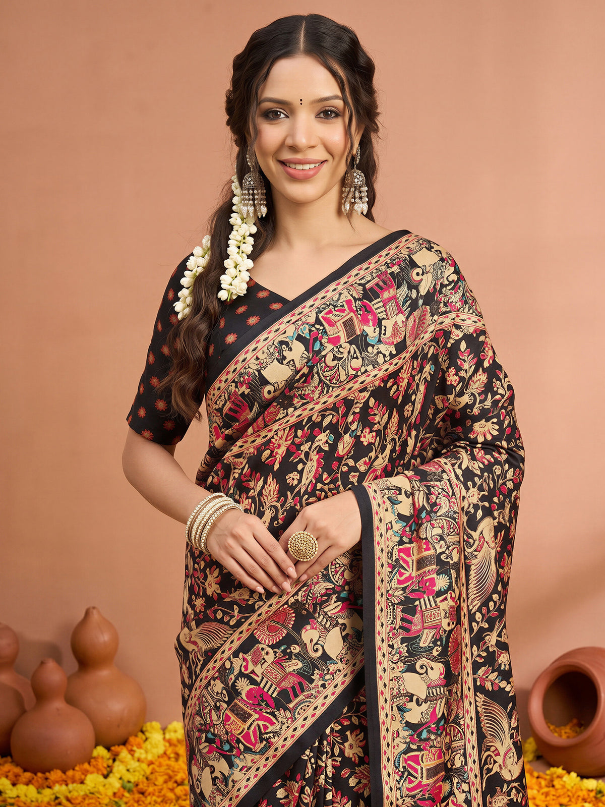 Black Silk Blend saree – detail view 4