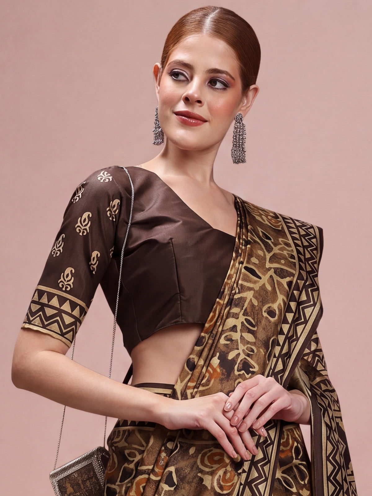 Brown Silk Blend saree – detail view 4
