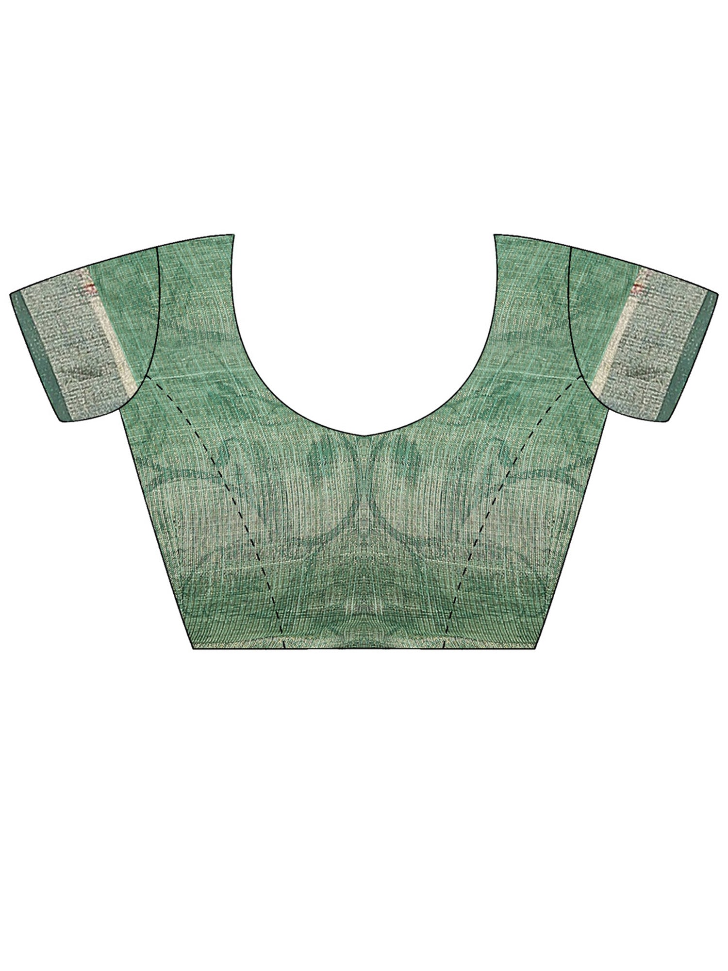 Unstitched light green cotton silk blouse piece with ethnic motif design