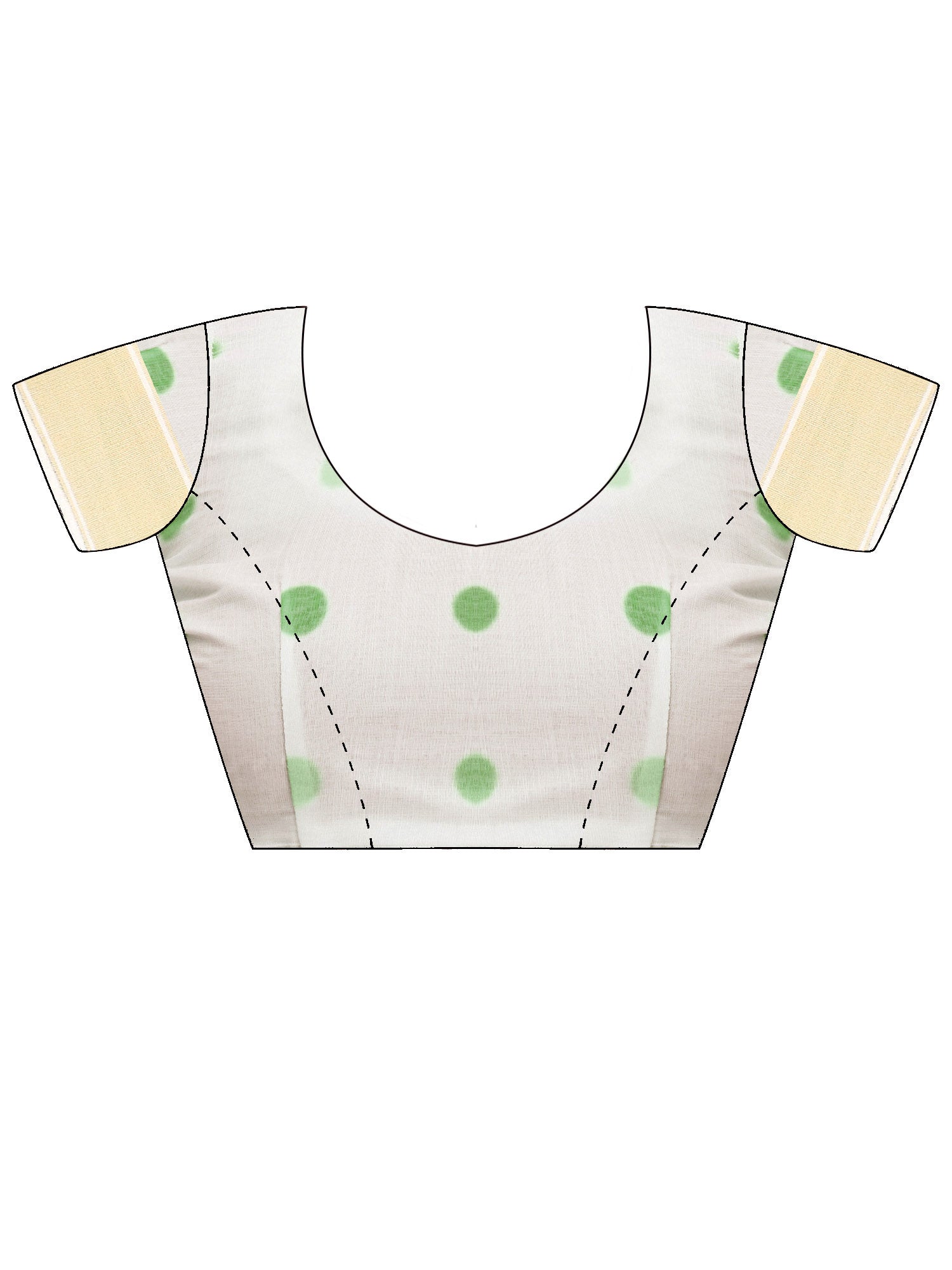 Unstitched white linen blouse piece with ethnic motif design