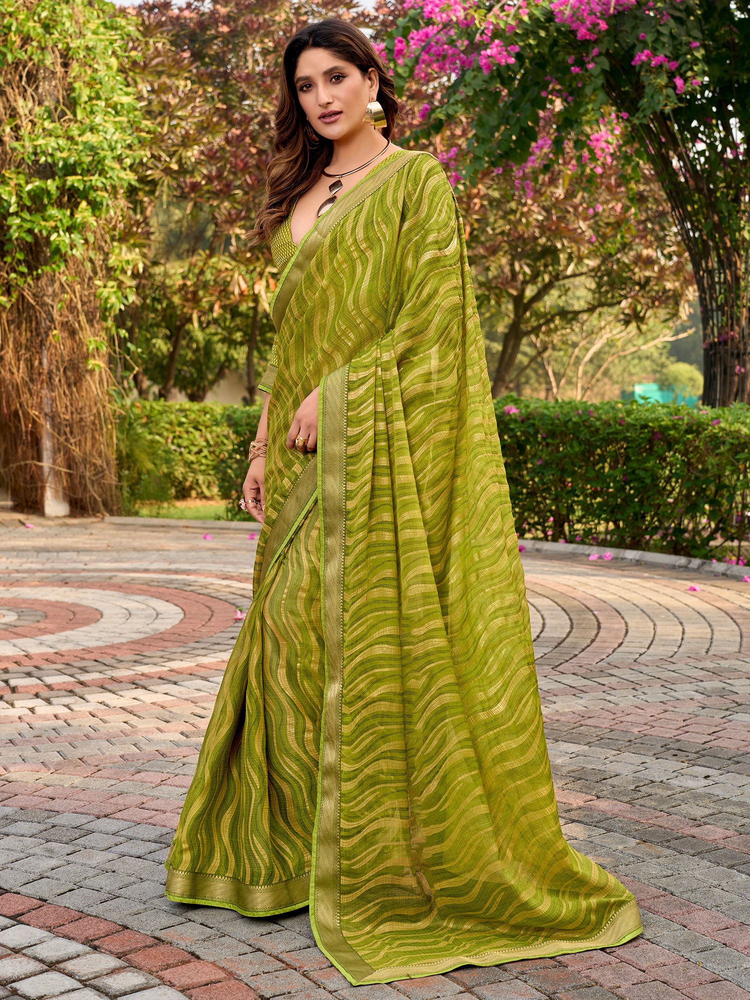 Light Green Chiffon saree – detail view 2
