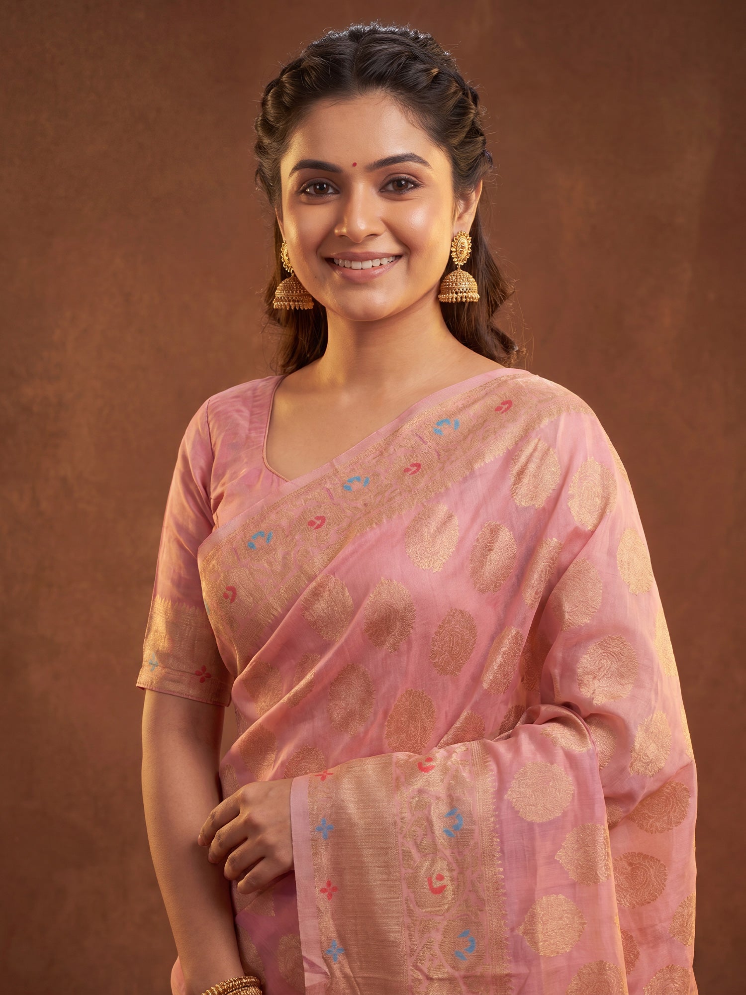 Pink Silk Blend saree – detail view 3