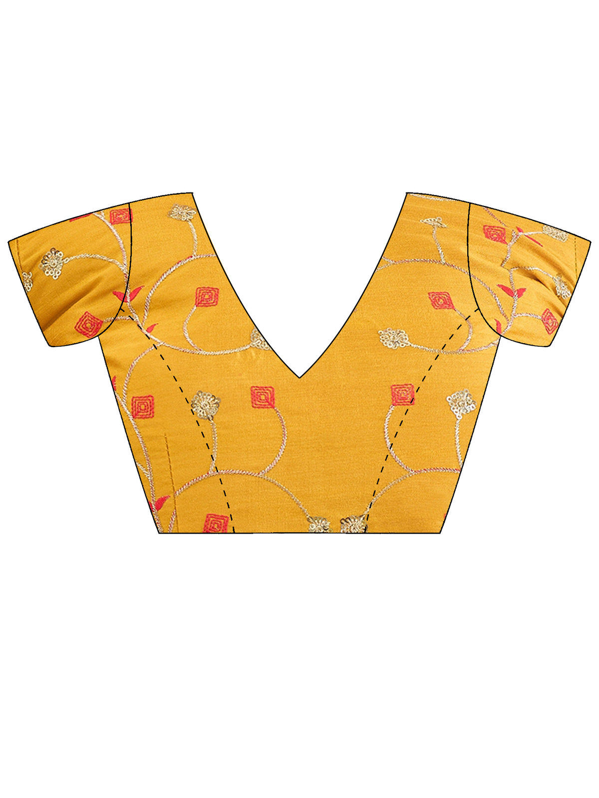 Unstitched yellow banglori silk blouse piece with embellished design