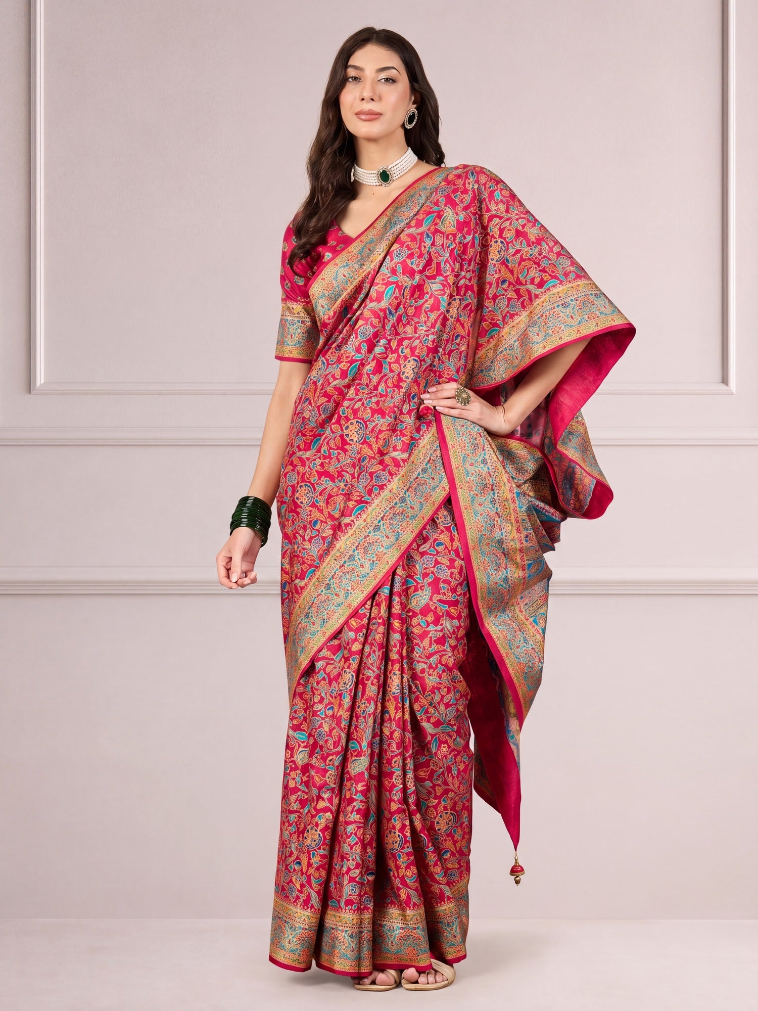 Pink Dola Silk saree – detail view 4