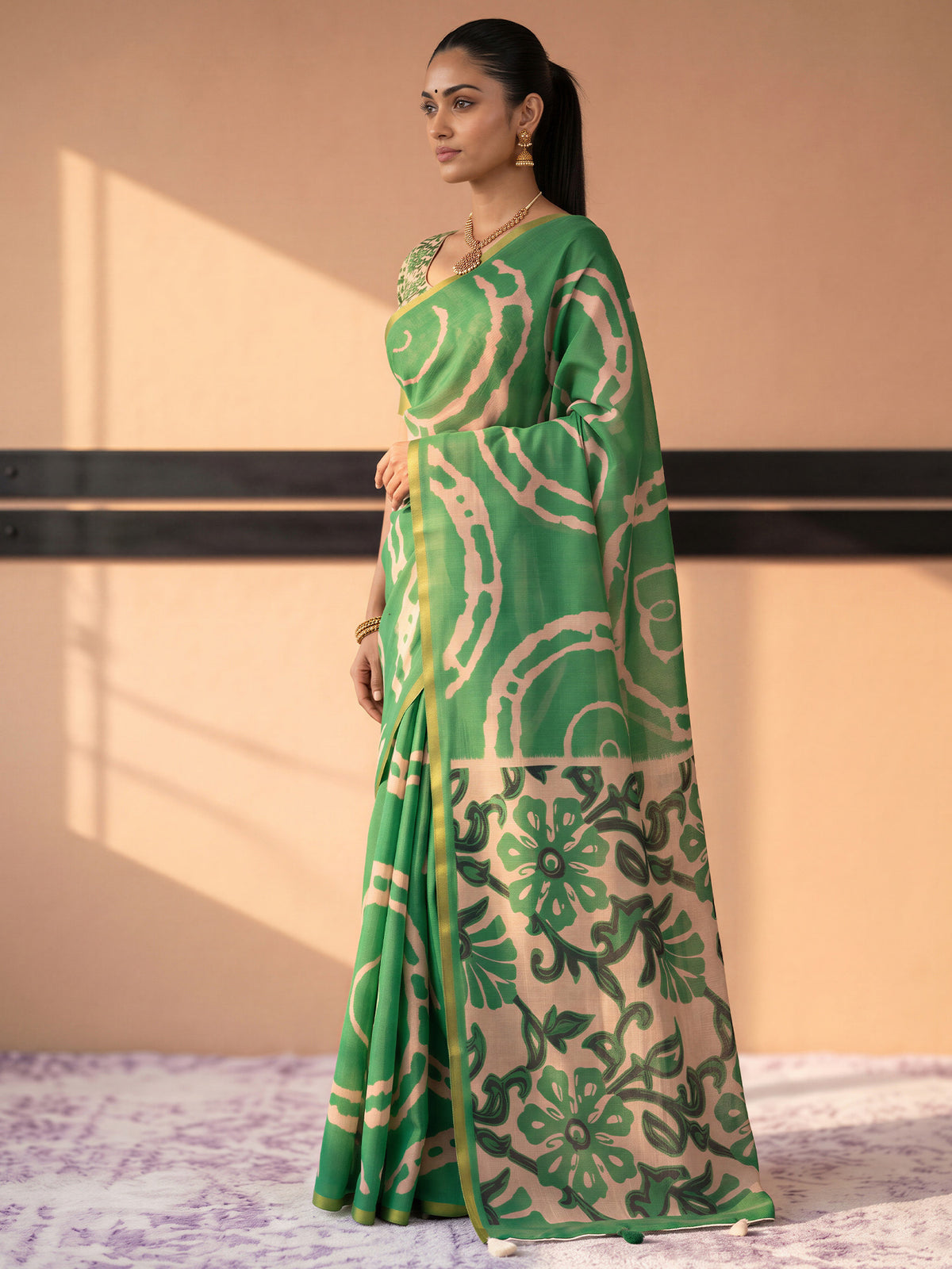 Light Green Cotton Blend saree – detail view 3
