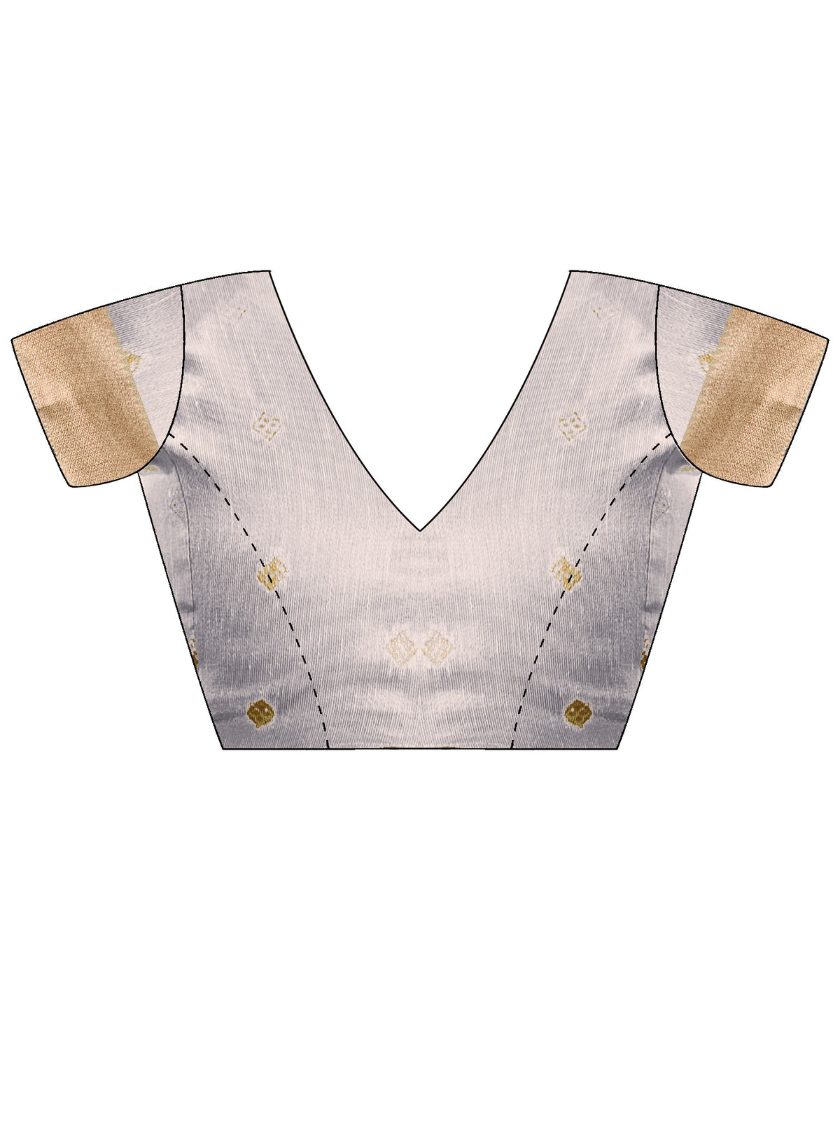 Unstitched grey tissue blouse piece with zari butta design