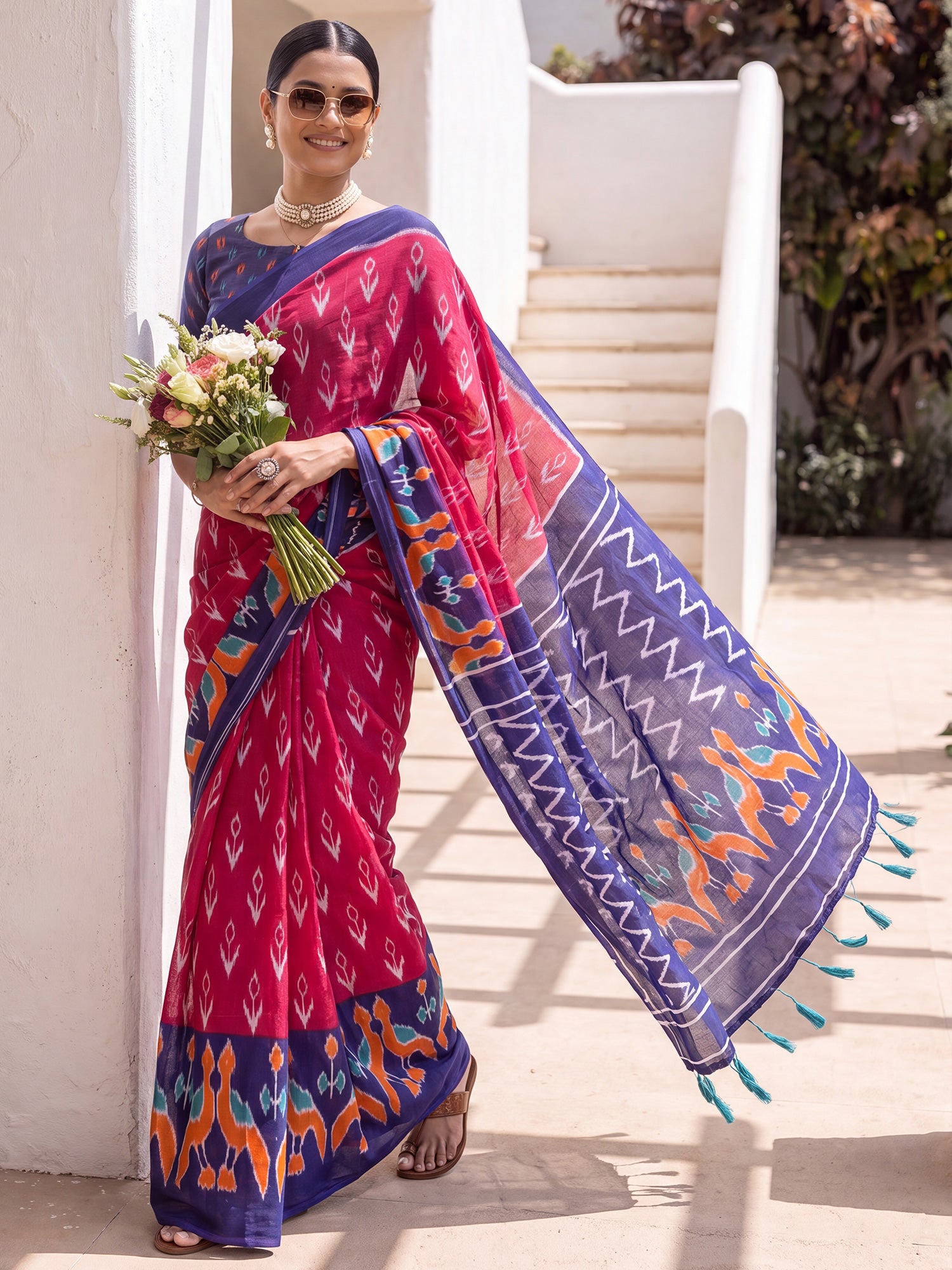 Pink Cotton saree – detail view 3